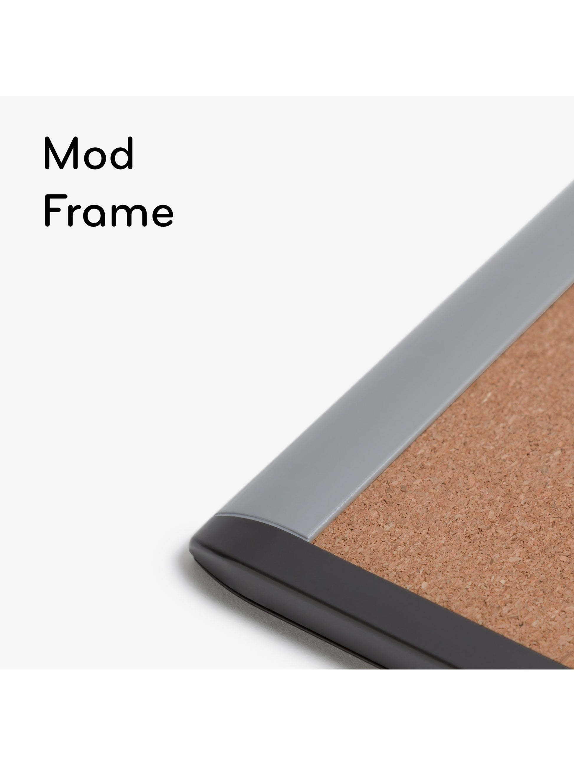 Mod Frame Cork Board, Black and Grey, Natural, 2" x 1", 2' or smaller, Natural, 2" X 1" Size, Set of 1, 812296023904
