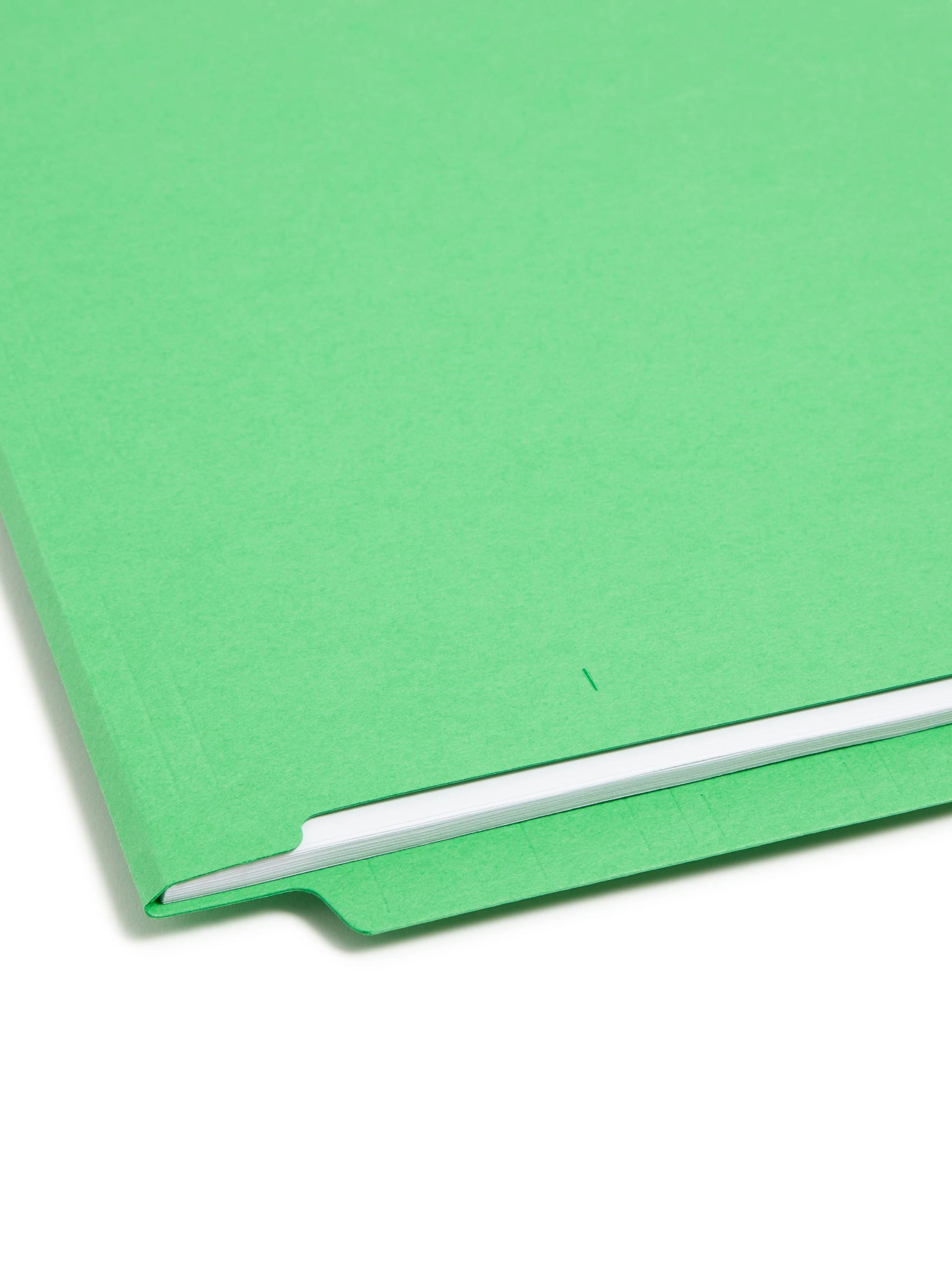 WaterShed® CutLess® End Tab Fastener File Folders, Straight-Cut Tab, Green Color, Letter Size, 086486251501