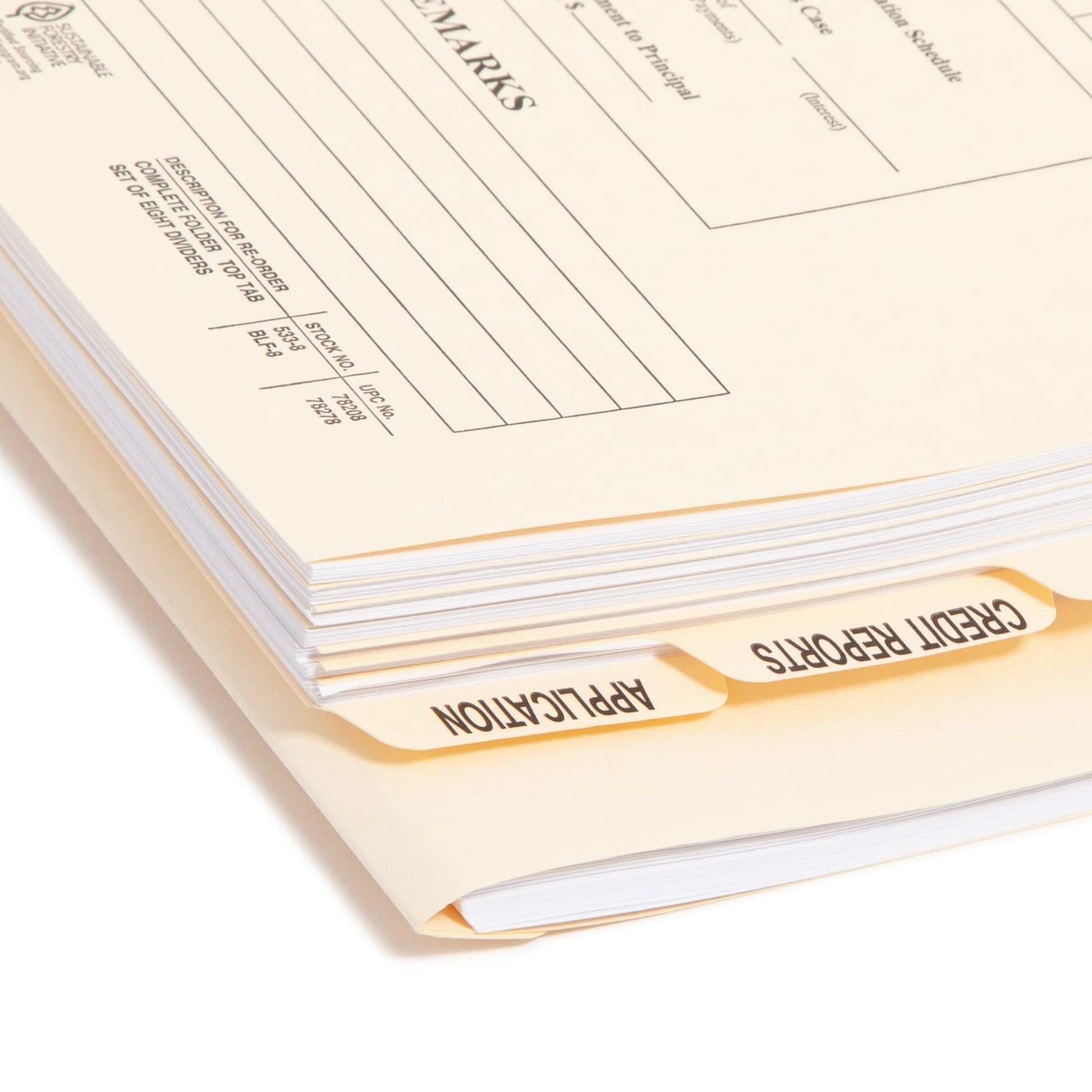 Pressboard Mortgage File Folder Dividers, Manila Color, Legal Size, Set of 8, 30086486782785