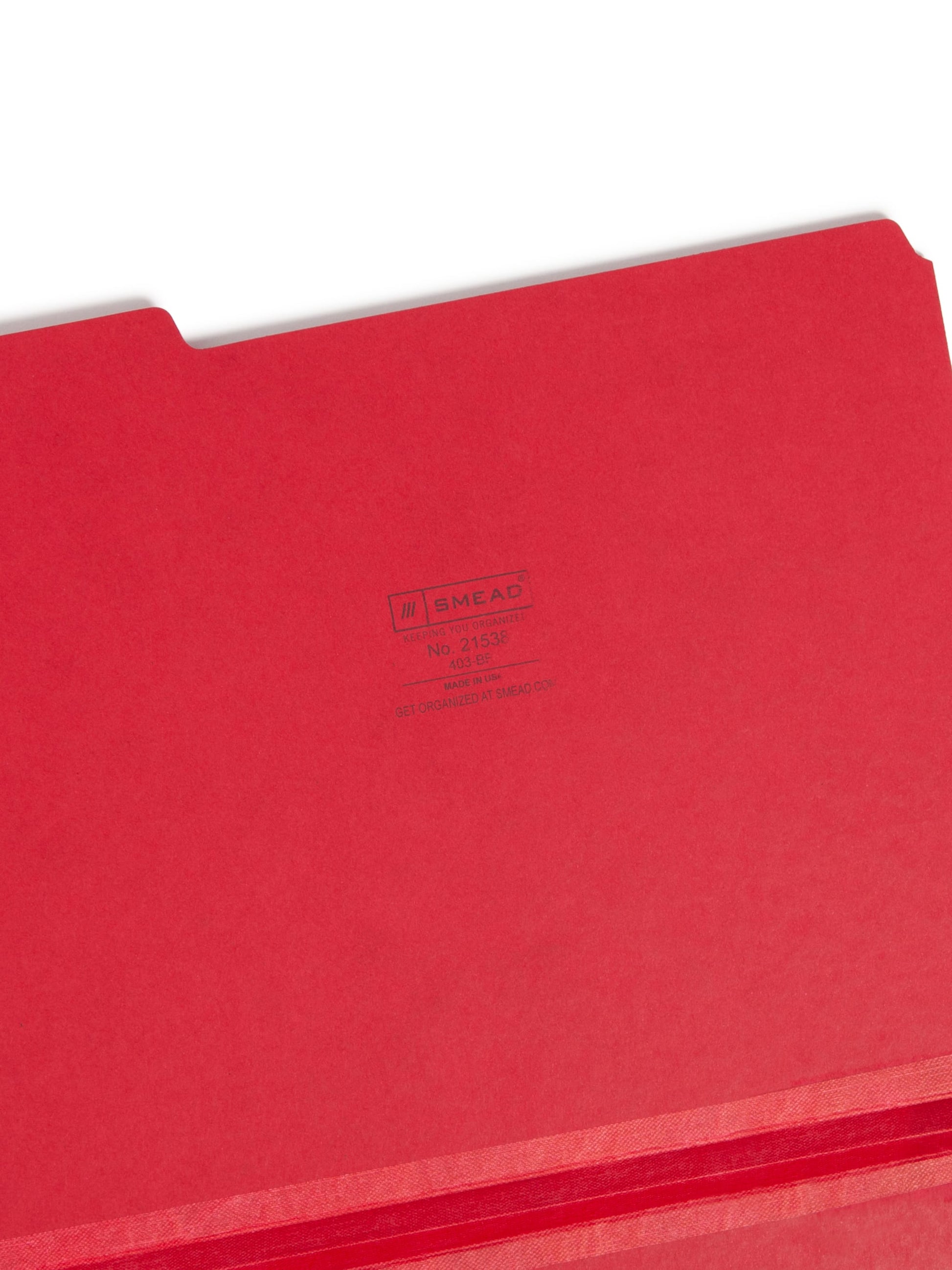 Pressboard File Folder, 1 inch Expansion, 1/3-Cut Tab, Bright Red Color, Letter Size, Set of 25, 086486215381