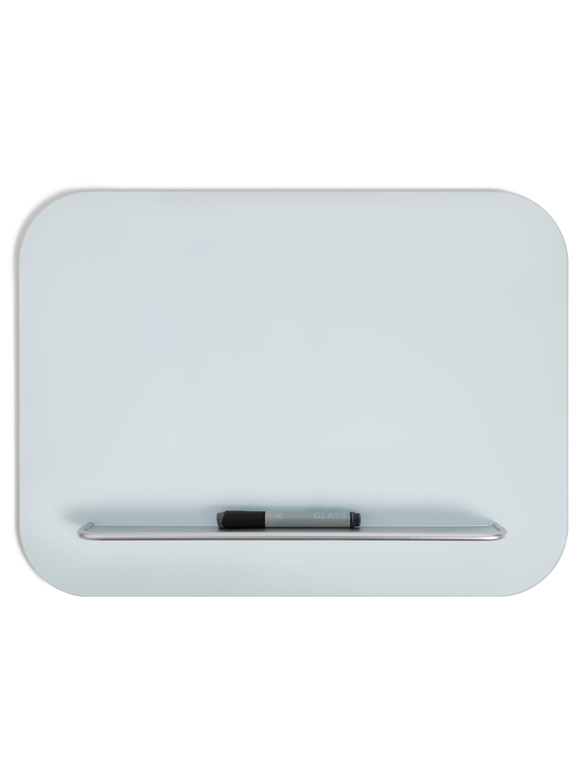 Rounded Edge Glass Board with Floating Tray, White, 23" x 17", 2' or Smaller, White, 23" X 17" Size, Set of 1, 843463147598