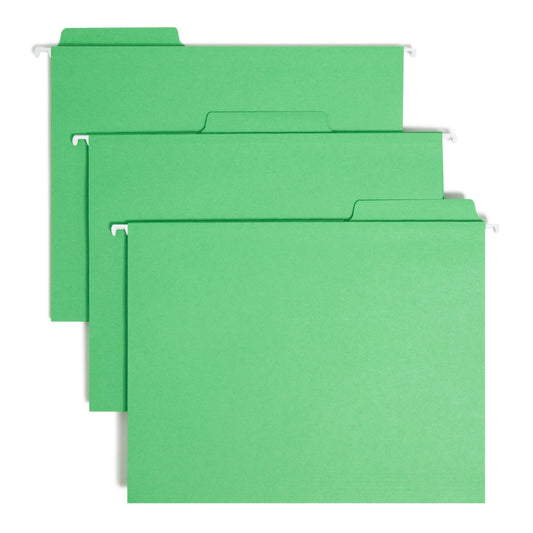 FasTab® Hanging File Folders, 1/3-Cut Tab, Green Color, Letter Size, Set of 20, 086486640985