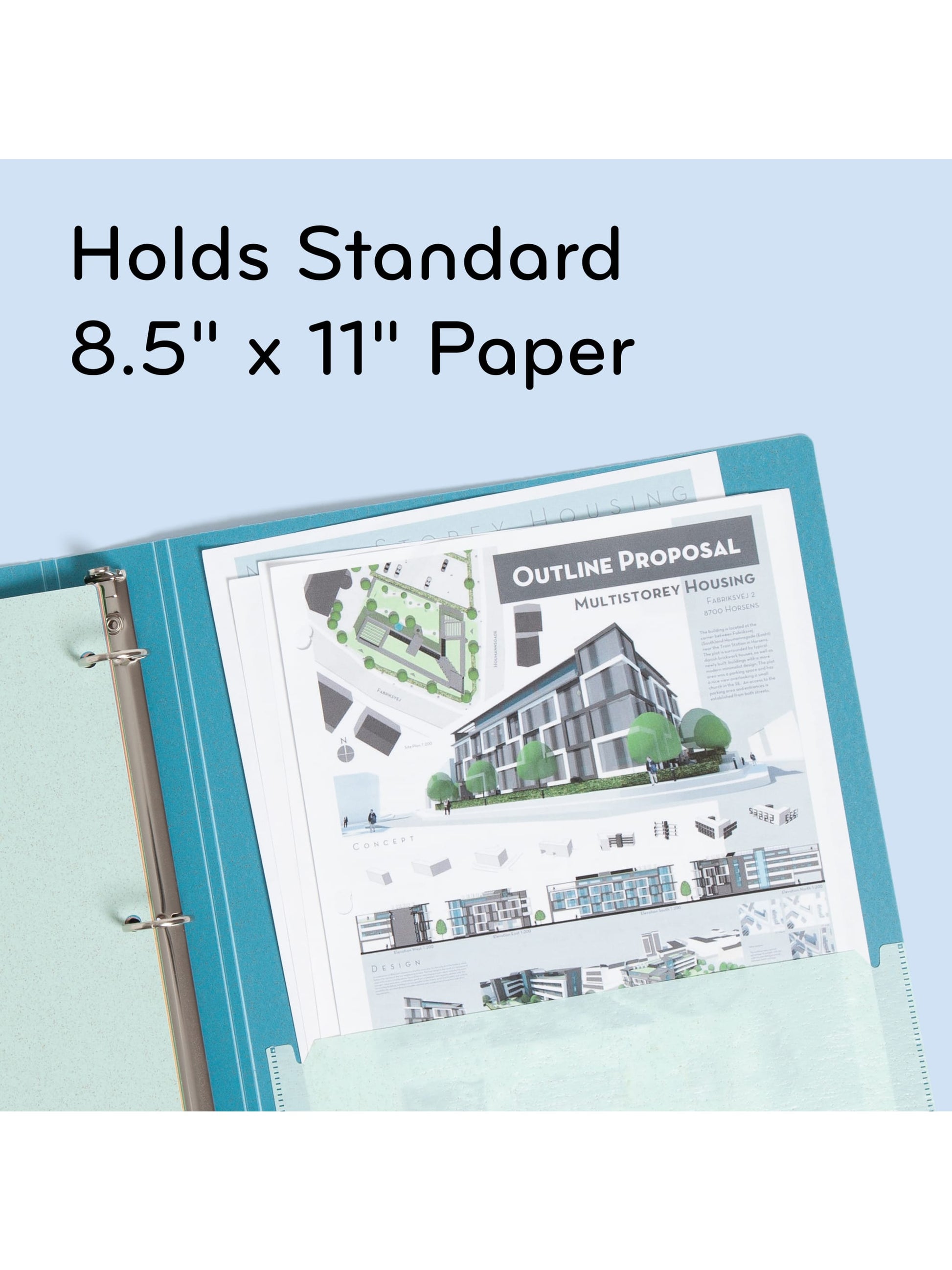 U-Eco Poly Binder with 5 Tab Dividers, U-Eco, 1/5 Cut, 2 Pockets, 5 Dividers, Blue, Blue, Set of 6, 843463165981