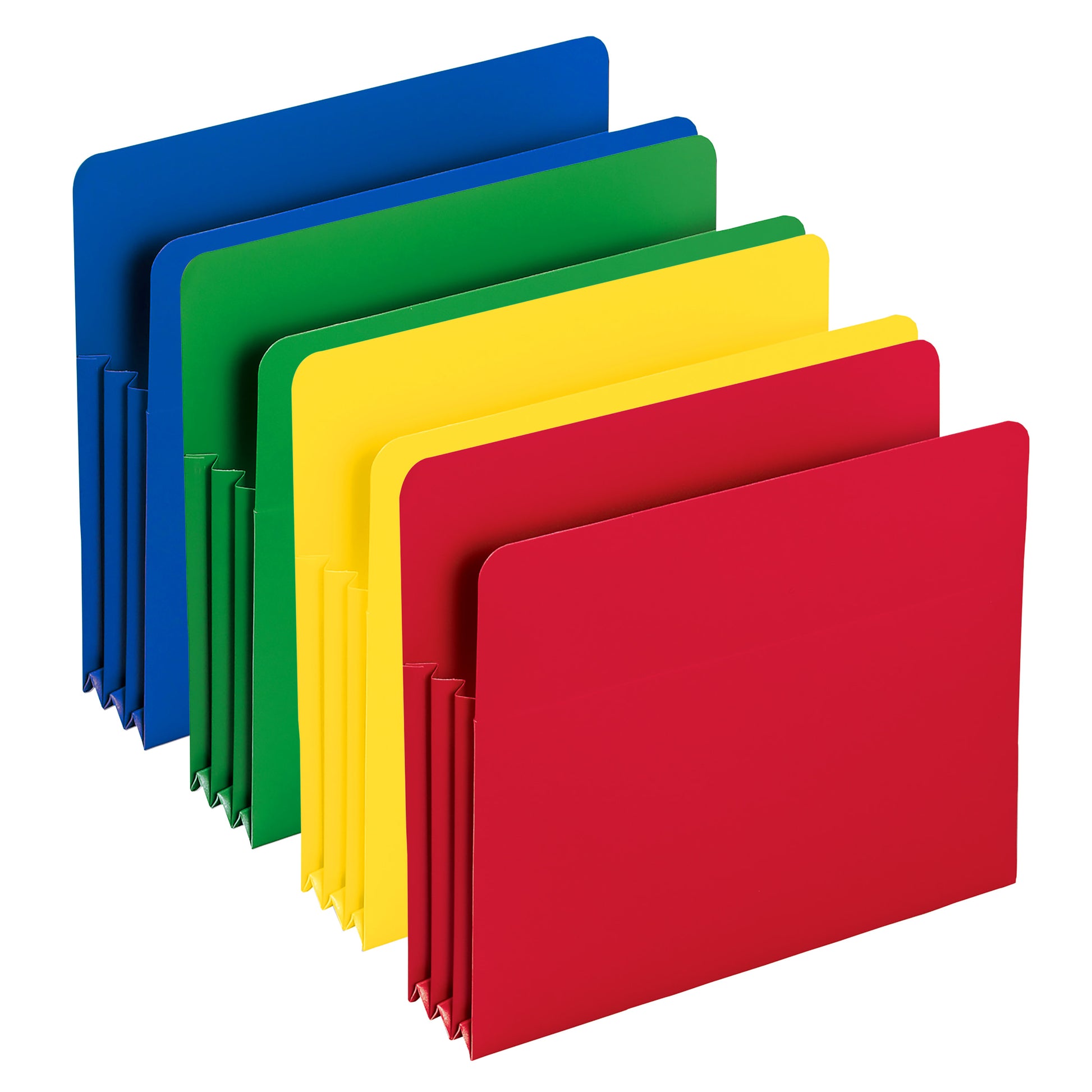 Poly File Pocket, 3-1/2-Inch Expansion, Straight-Cut Tab, Assorted Colors Color, Letter Size, Set of 4, 086486735001