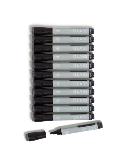 U Brands Bullet Tip Liquid Chalk Dry Erase Markers, Black, 12 CT