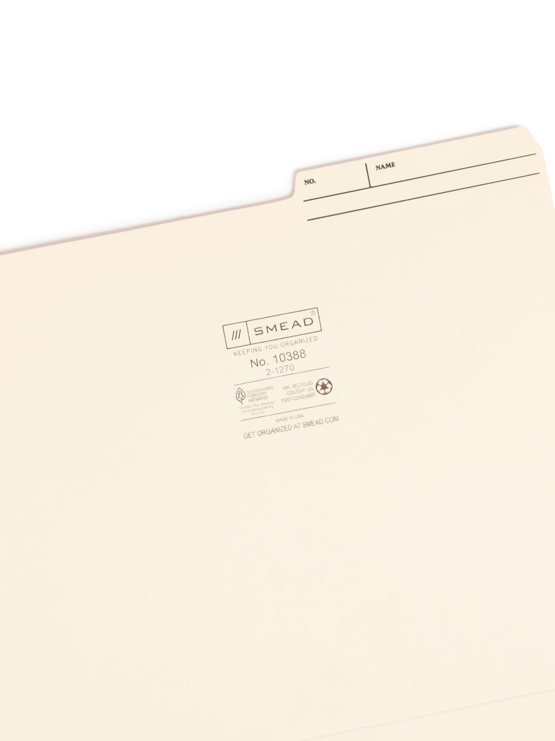 Reinforced Printed Tab File Folders, Manila Color, Letter Size, Set of 100, 086486103886