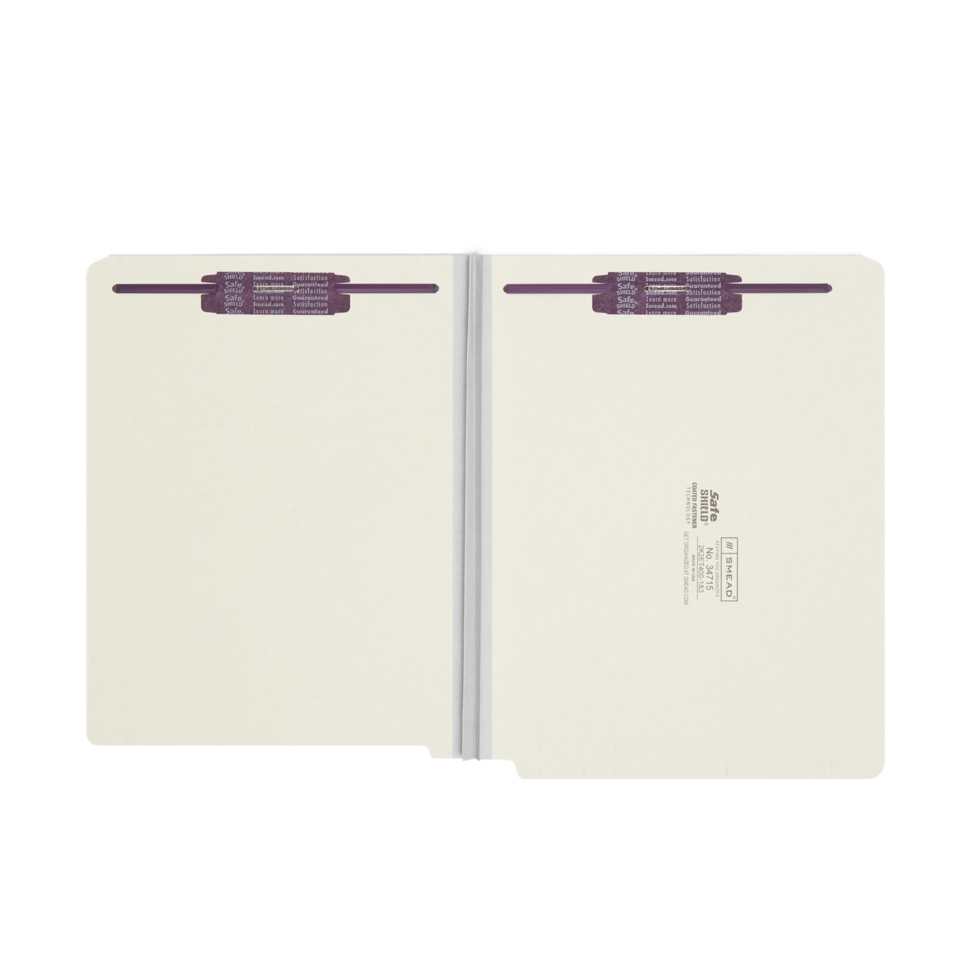 SafeSHIELD®  Pressboard End Tab Fastener File Folders, Straight-Cut Tab, 2 inch Expansion, Gray/Green Color, Letter Size, Set of 25, 086486347150