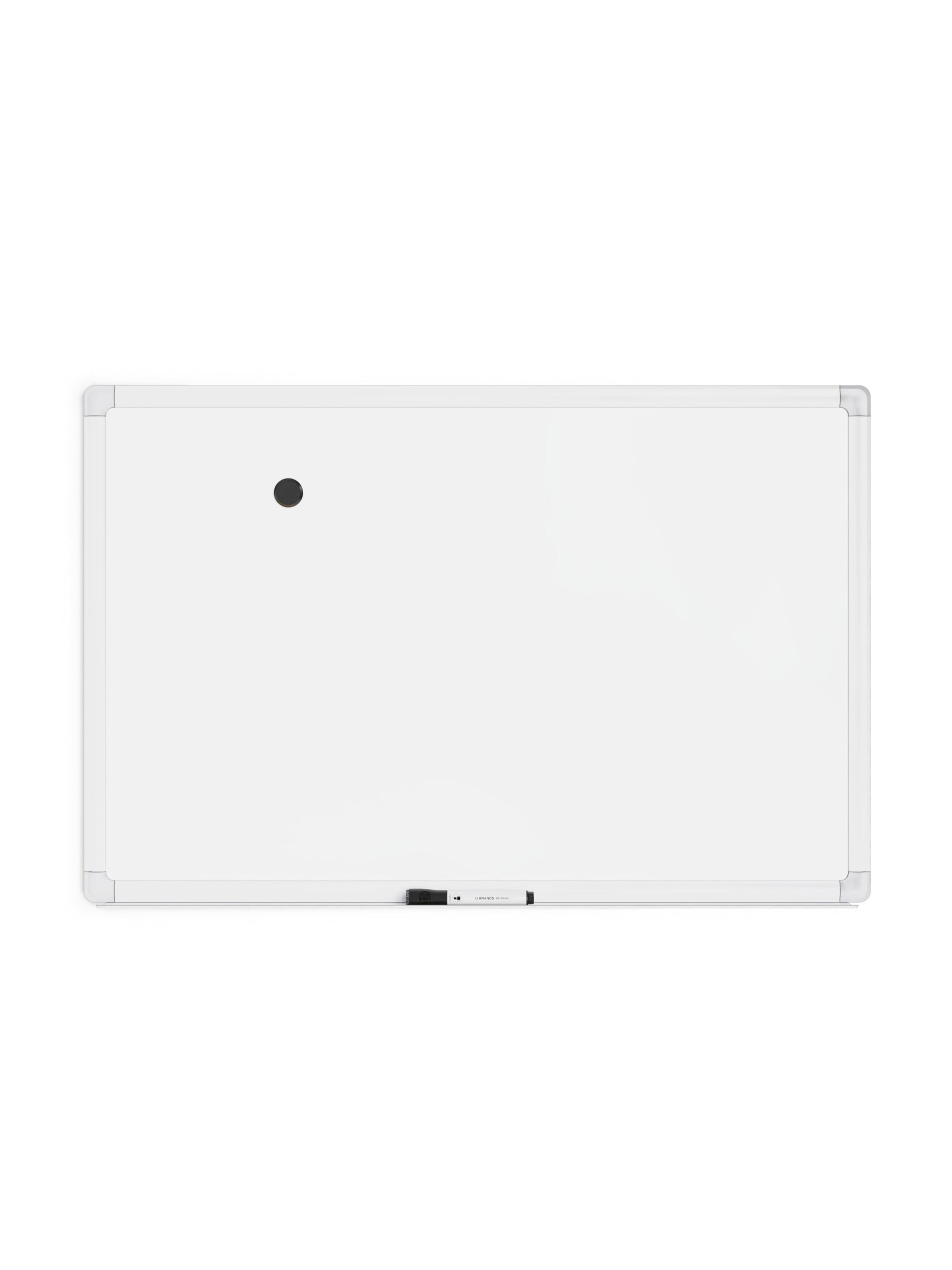 Metal Frame Magnetic Porcelain Dry Erase Board, White, White, 24" x 0.6" x 36", 3 x 4, White, 24" X 0.6" X 36" Size, Set of 1, 843463148991