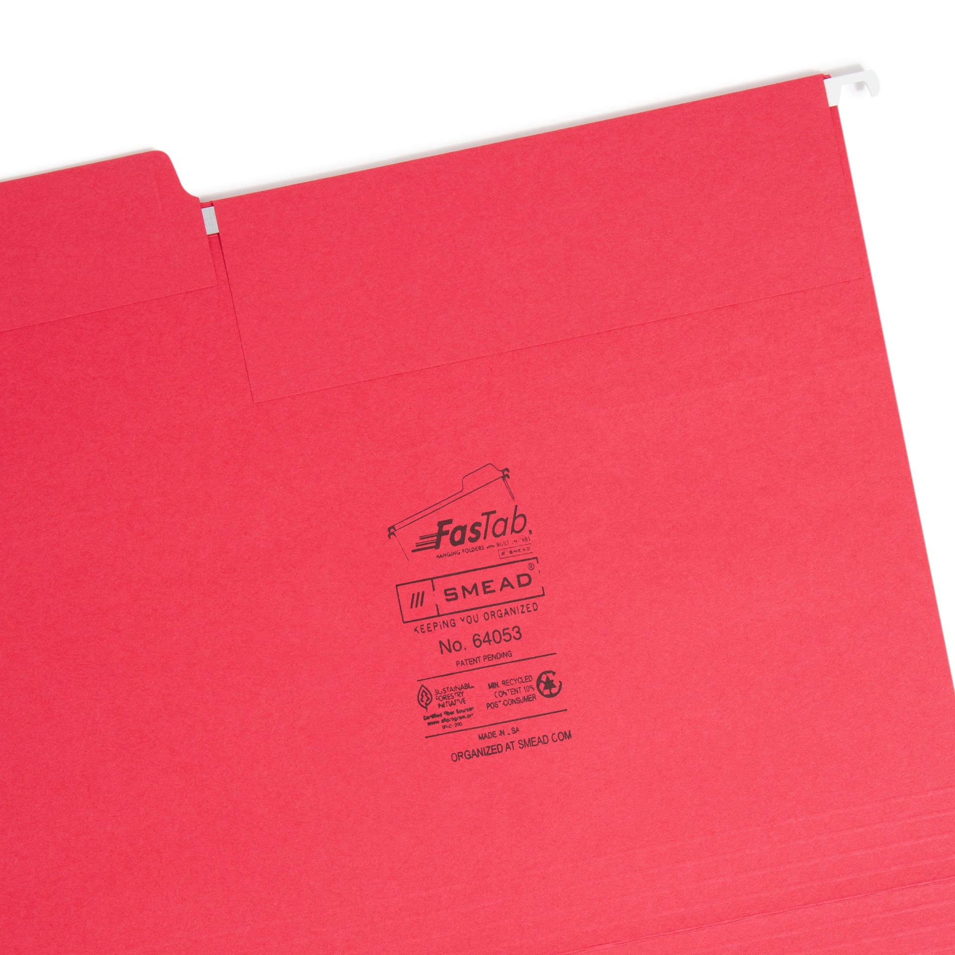 FasTab® Hanging File Folders, 1/3-Cut Tab, Assorted Colors Color, Letter Size, Set of 1, 086486640534