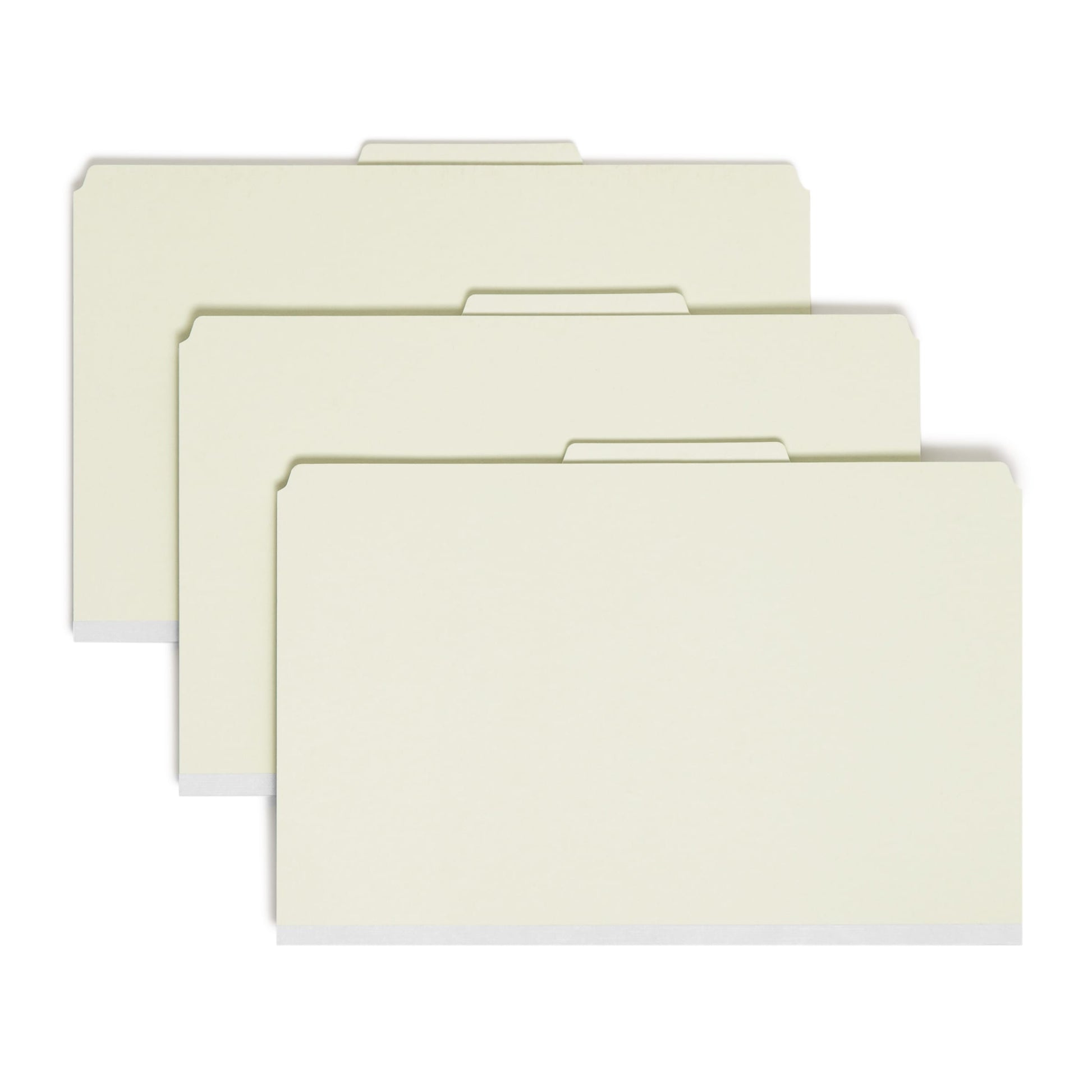 SafeSHIELD® Pressboard Classification File Folders, 3 Dividers, 3 inch Expansion, 2/5-Cut Tab, Gray/Green Color, Legal Size, Set of 10, 30086486190917