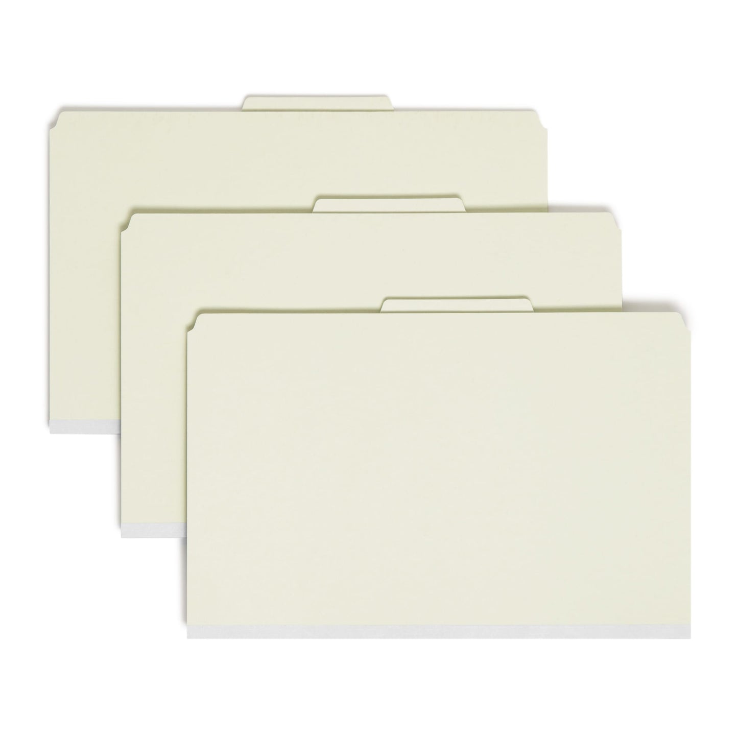 SafeSHIELD® Pressboard Classification File Folders, 3 Dividers, 3 inch Expansion, 2/5-Cut Tab, Gray/Green Color, Legal Size, Set of 10, 30086486190917