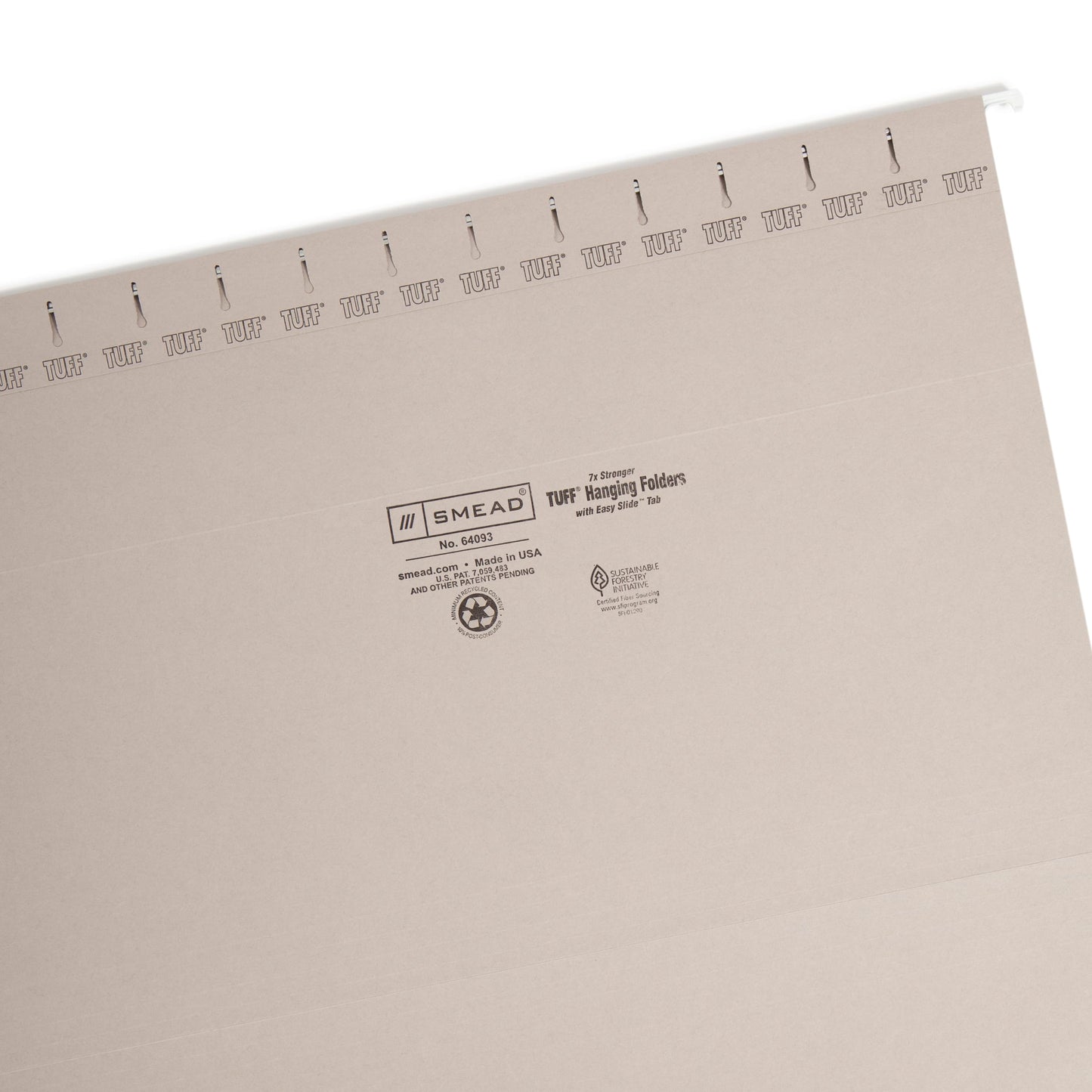 TUFF® Hanging File Folders with Easy Slide® Tabs, Gray Color, Legal Size, Set of 1, 086486640930