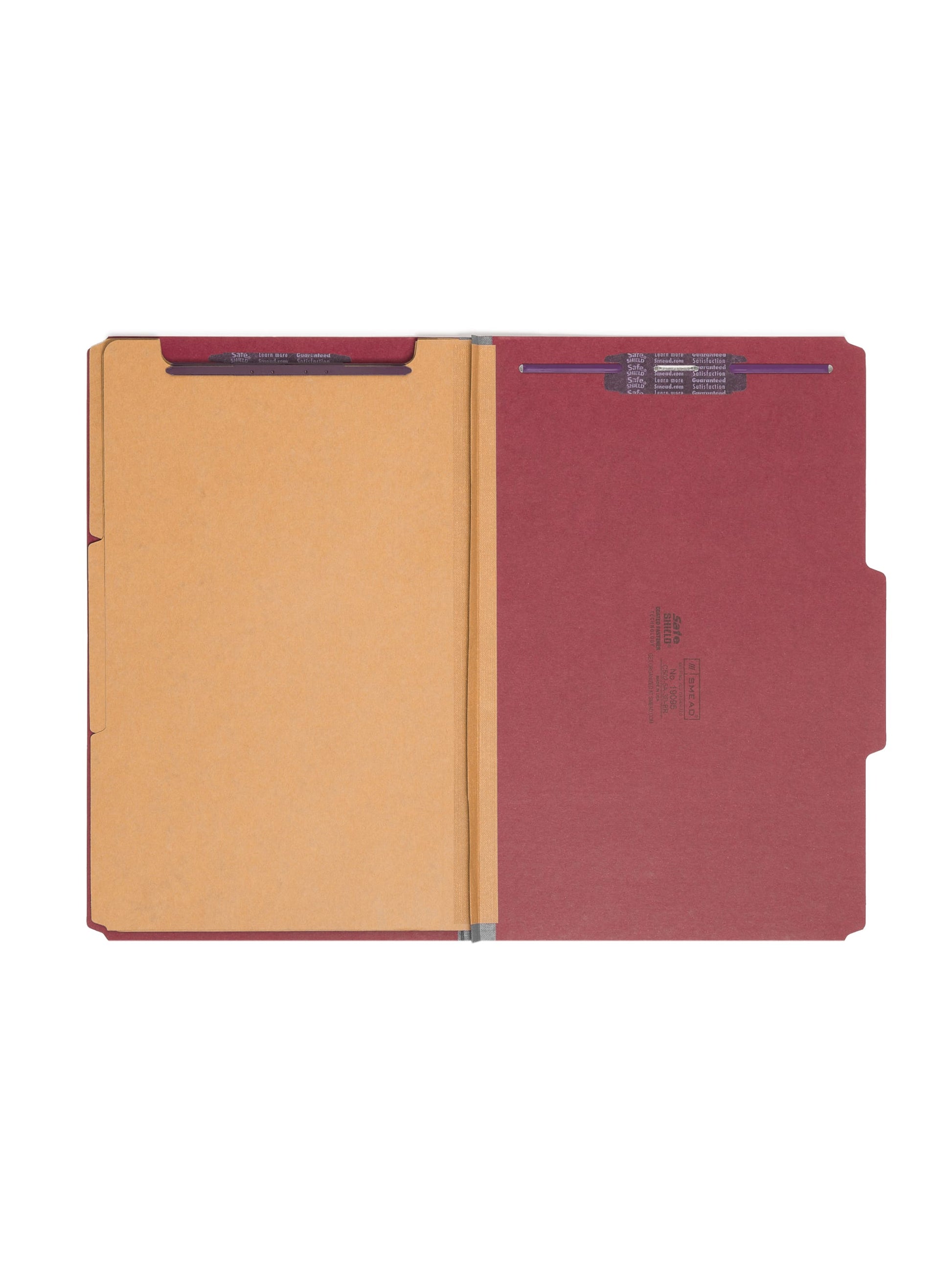 SafeSHIELD® Pressboard Classification File Folders, 3 Dividers, 3 inch Expansion, 2/5-Cut Tab, Bright Red Color, Legal Size, Set of 0, 30086486190955