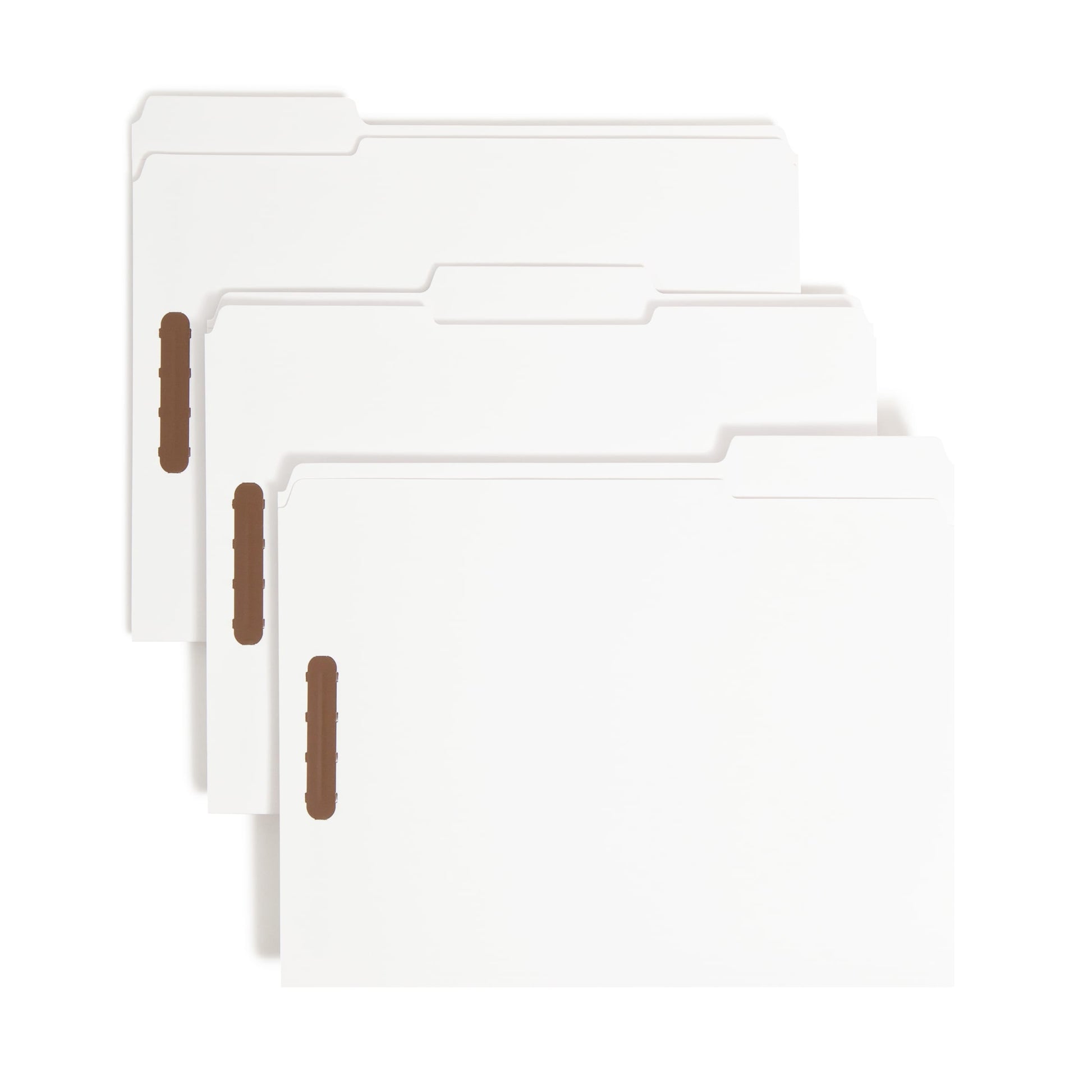 Reinforced Tab Fastener File Folders, 1/3-Cut Tab, 2 Fasteners, White Color, Letter Size, Set of 50, 086486128407