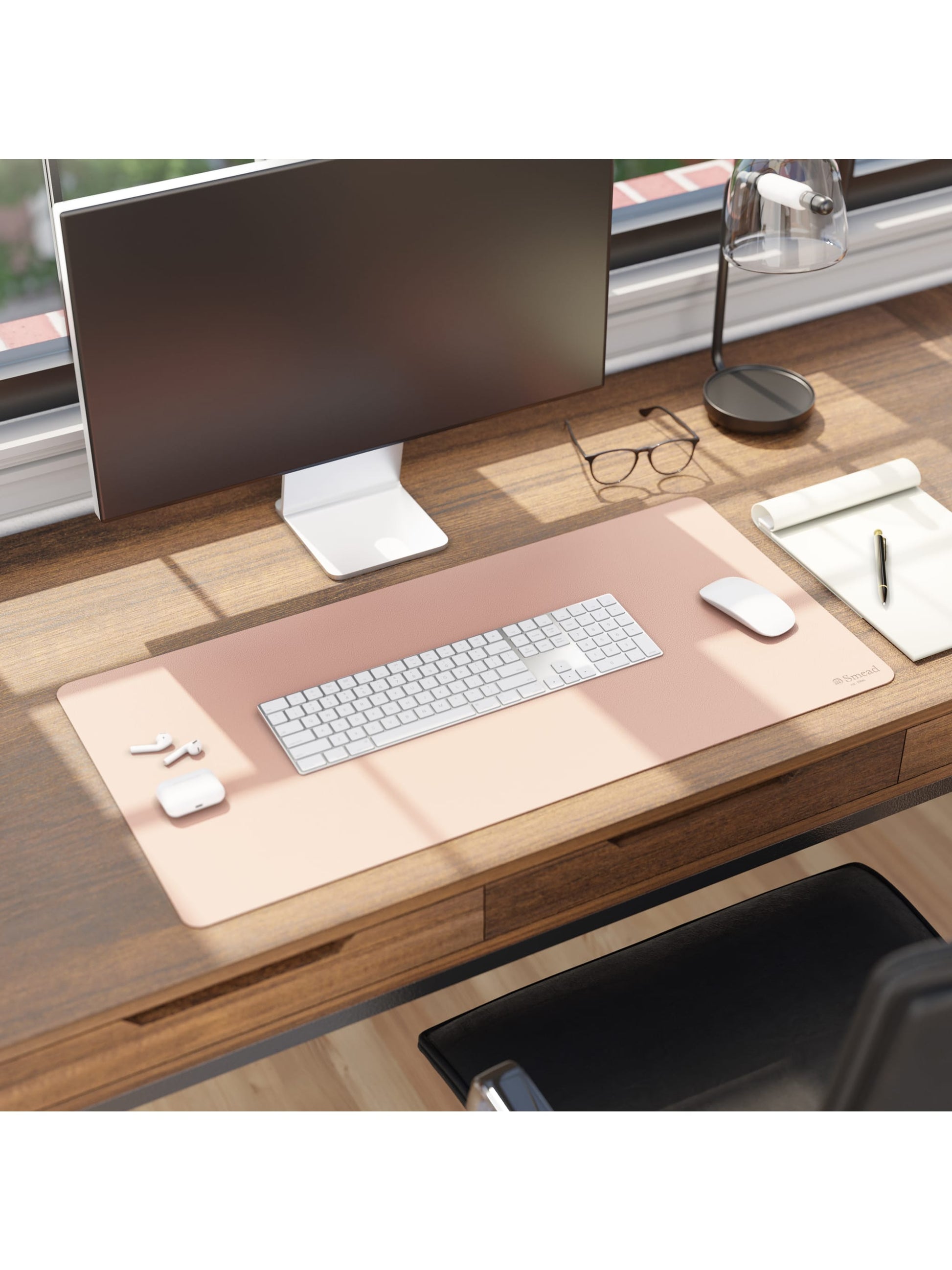 Vegan Leather Desk Pad, Dusty Rose Color, 31.5"X15.7" Size, 086486648349