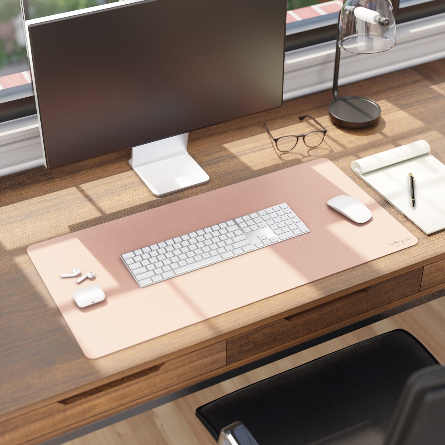 Vegan Leather Desk Pad, Dusty Rose Color, 31.5"X15.7" Size, Set of 1, 086486648349