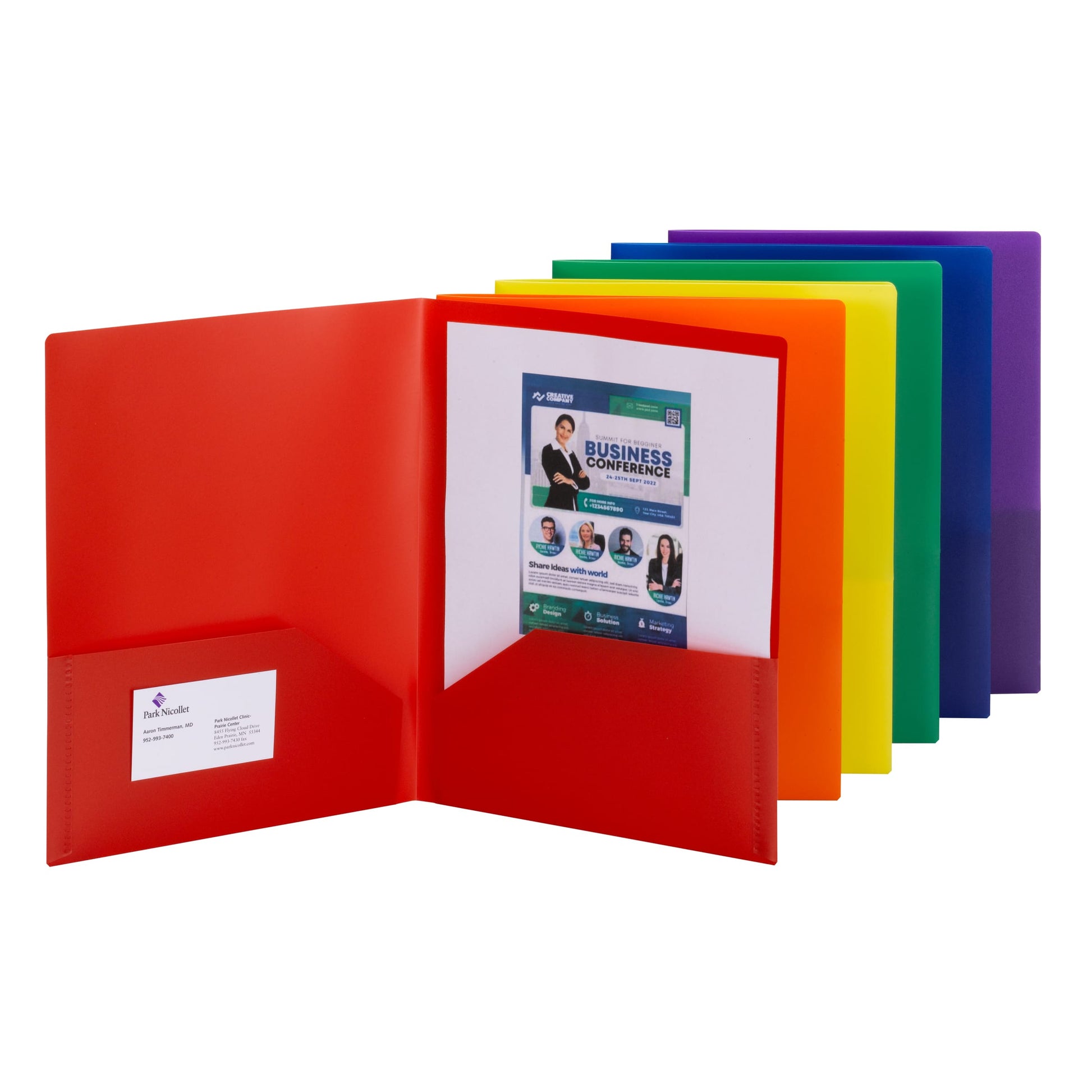 Poly Two-Pocket Folders, Assorted Colors Color, Letter Size, Set of 6, 086486877602