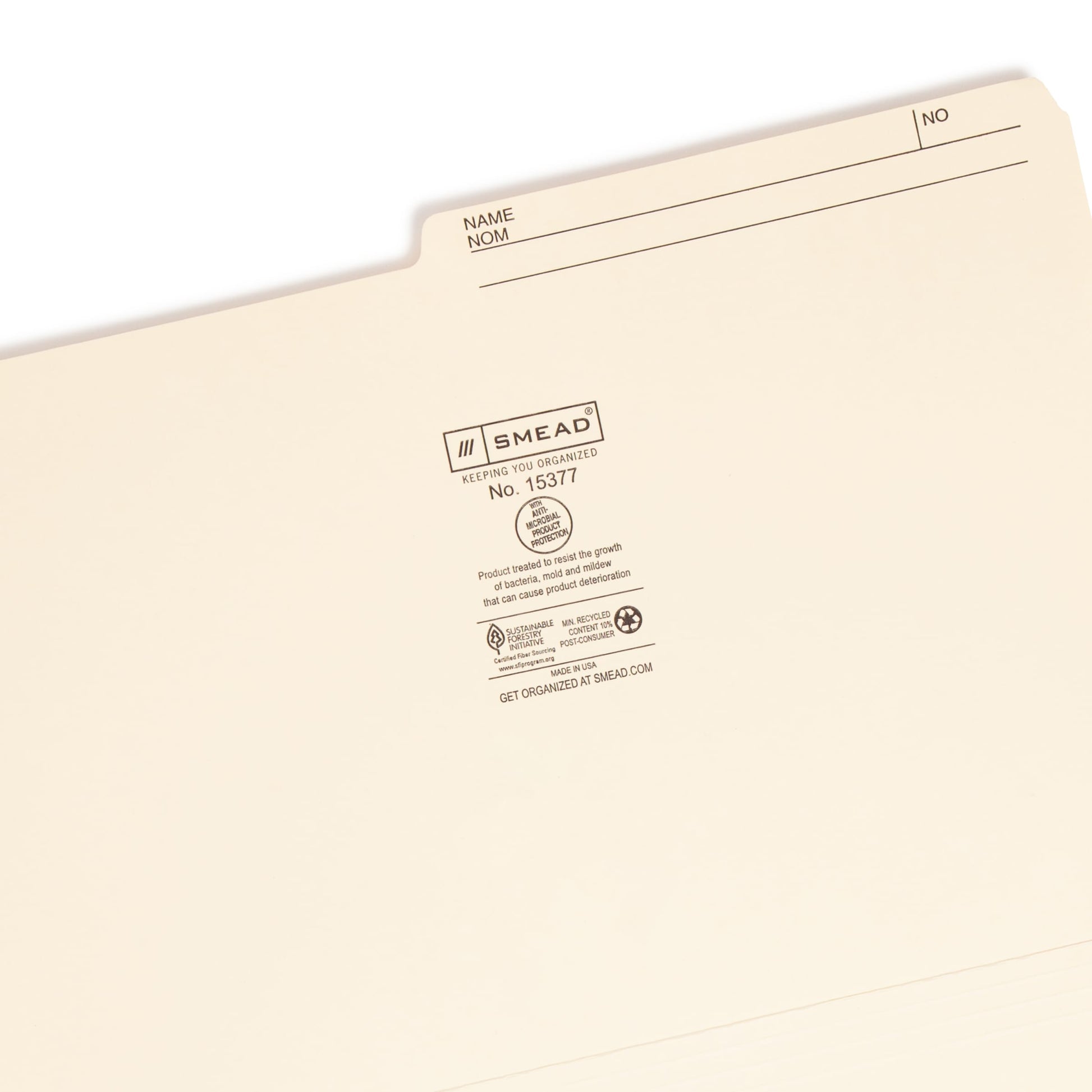 Reversible Printed Tab File Folders with Antimicrobial Product Protection, Manila Color, Legal Size, Set of 100, 086486153775