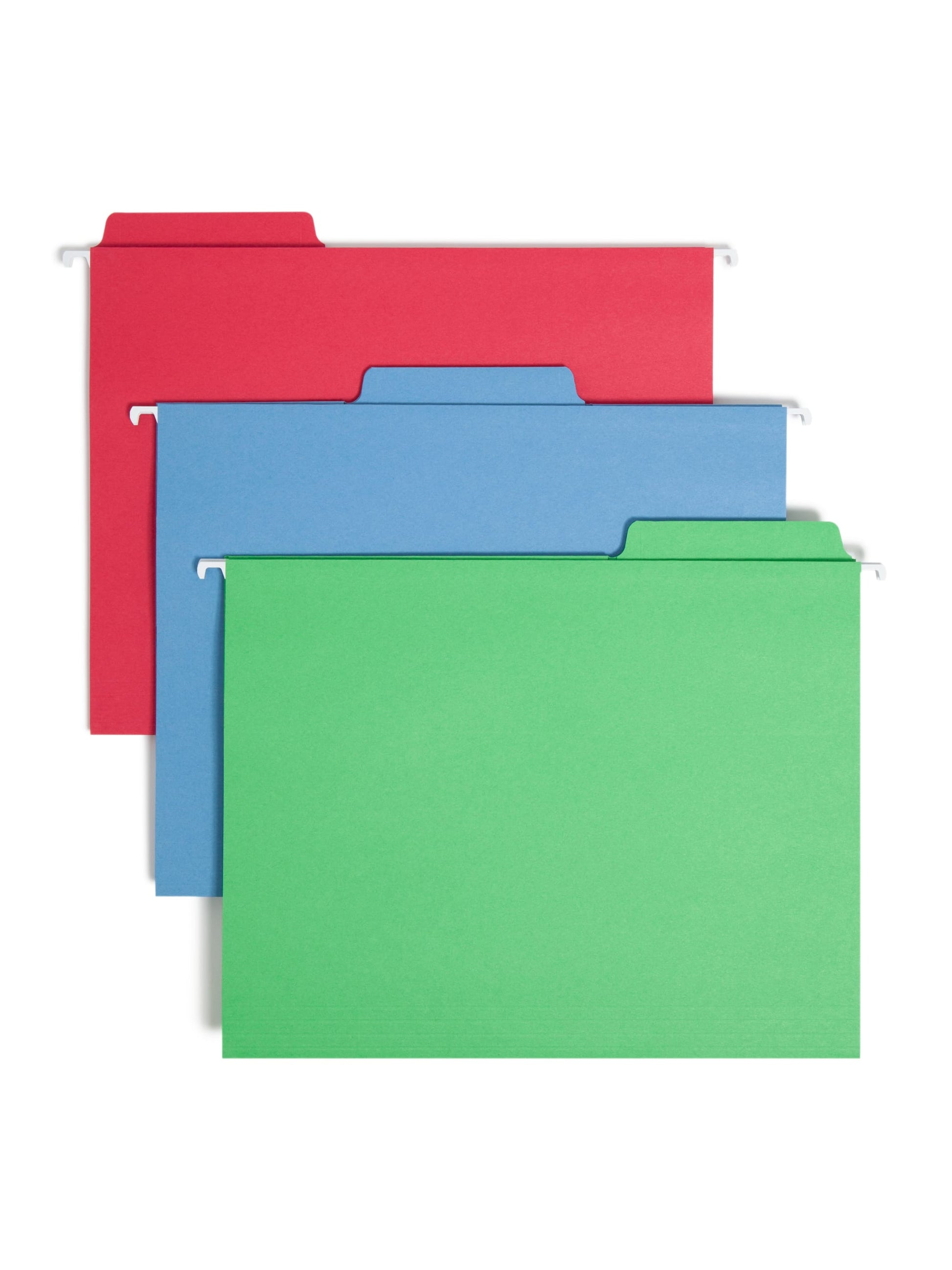FasTab® Hanging File Folders, 1/3-Cut Tab, Assorted Primaries Color, Letter Size, Set of 18, 086486640534