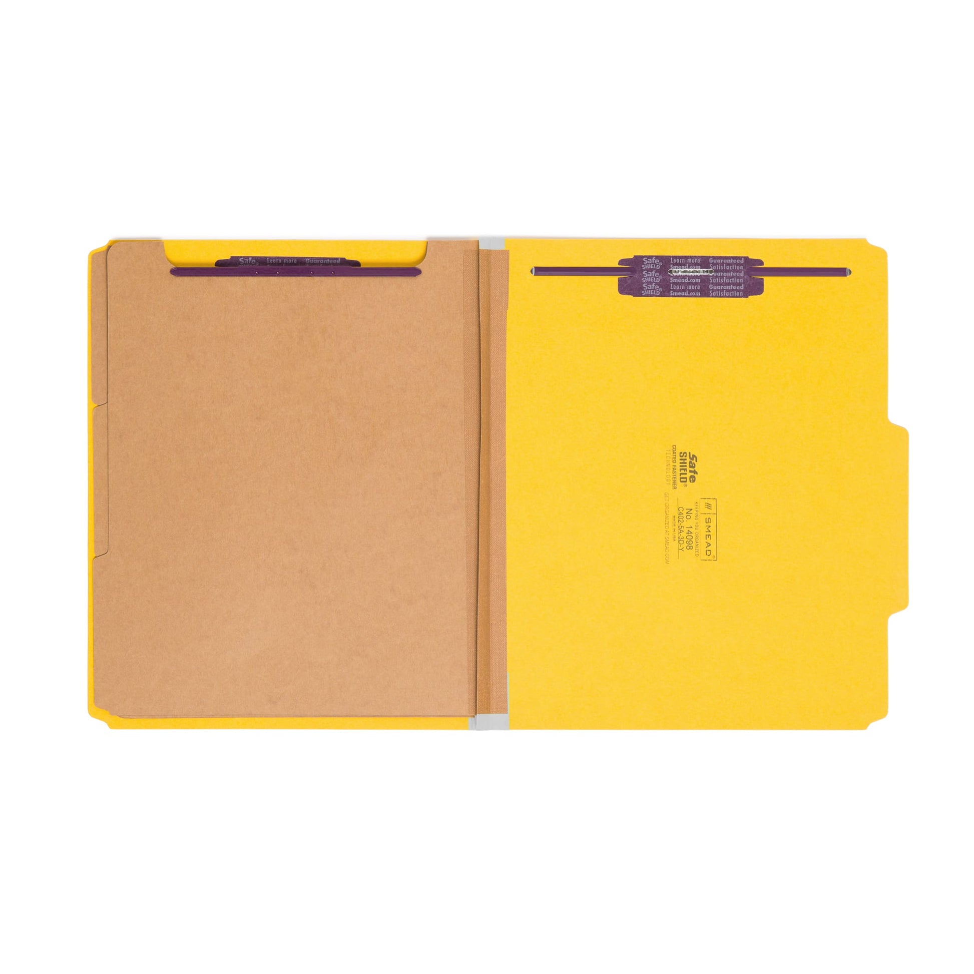 SafeSHIELD® Pressboard Classification File Folders, 3 Dividers, 3 inch Expansion, 2/5-Cut Tab, Yellow Color, Letter Size, Set of 10, 30086486140981