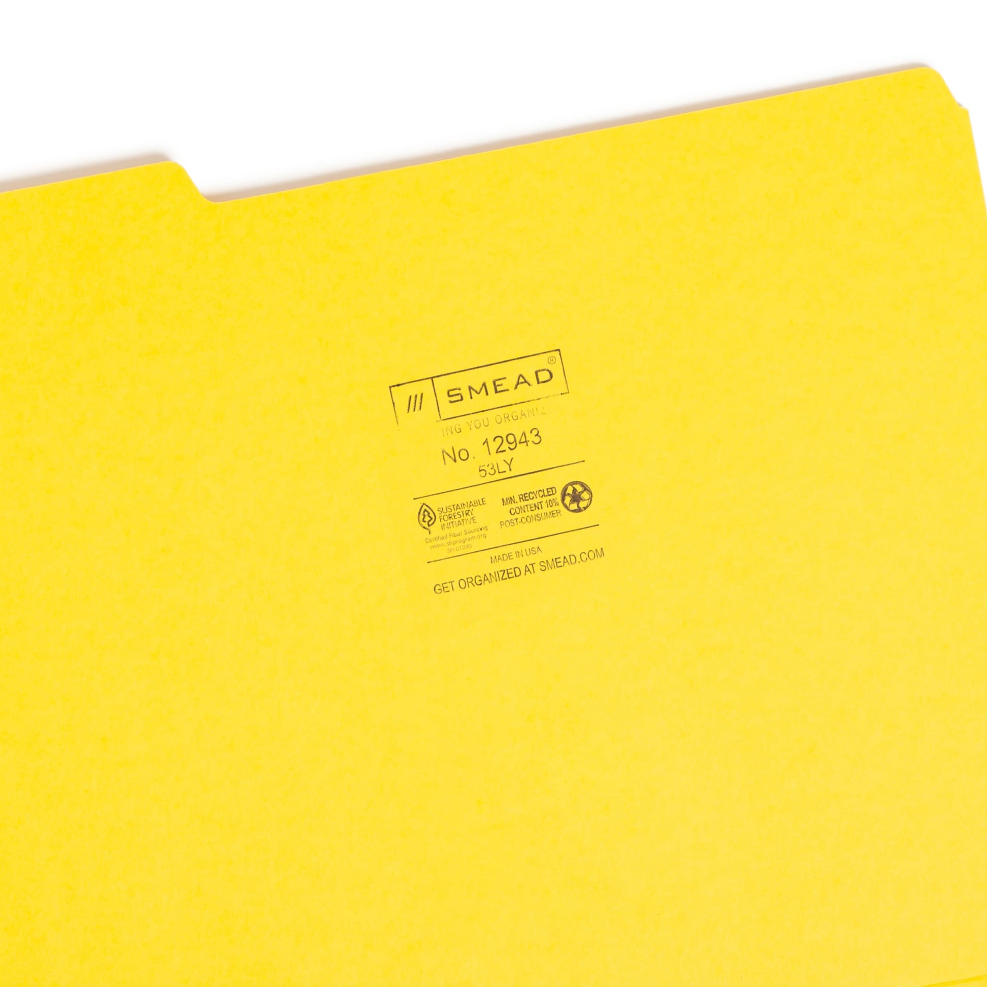 Standard File Folders, 1/3-Cut Tab, Yellow Color, Letter Size, Set of 100, 086486129435