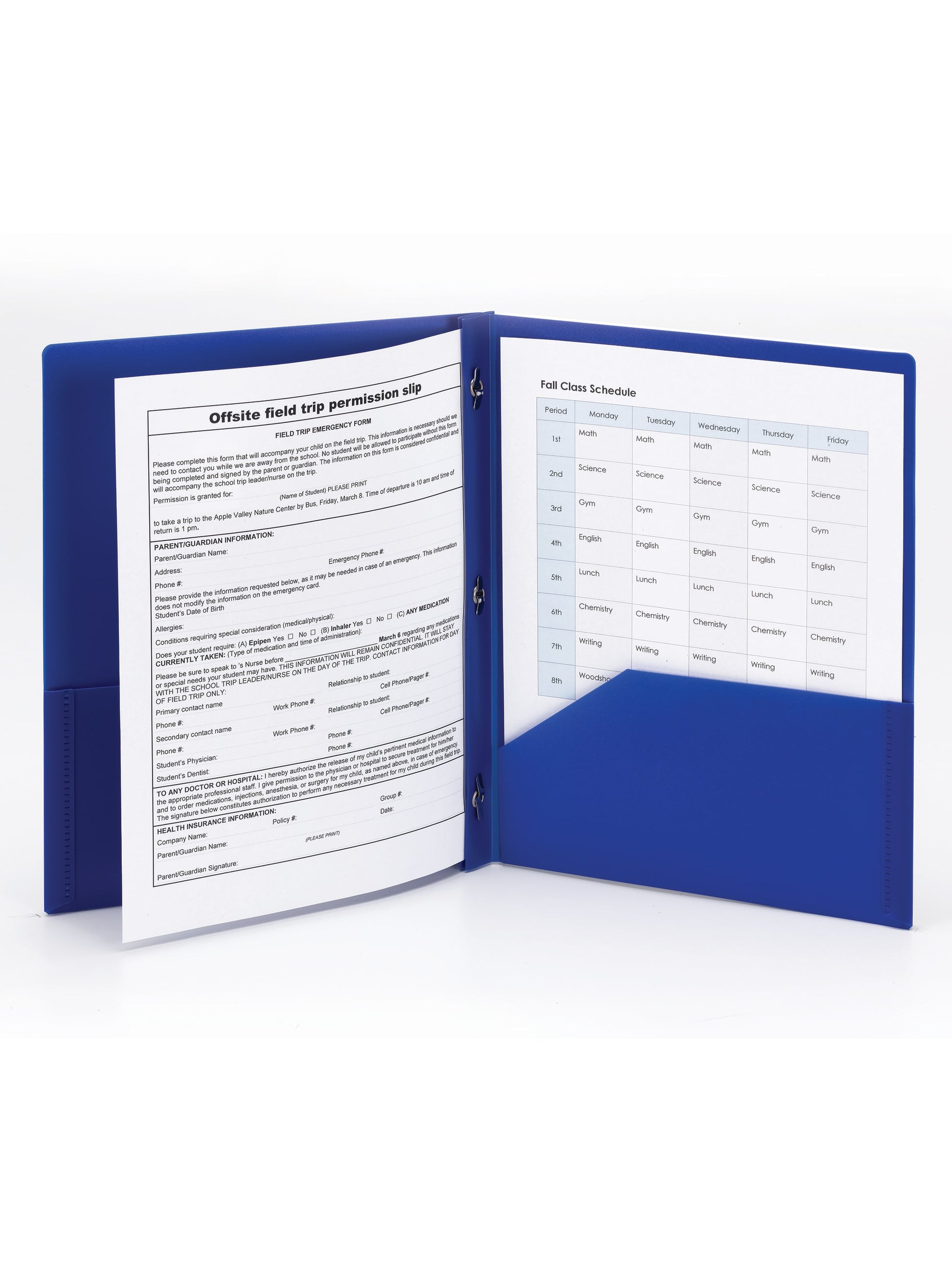 Poly Two-Pocket Folders with Fasteners, Dark Blue Color, Letter Size, Set of 1, 086486877312