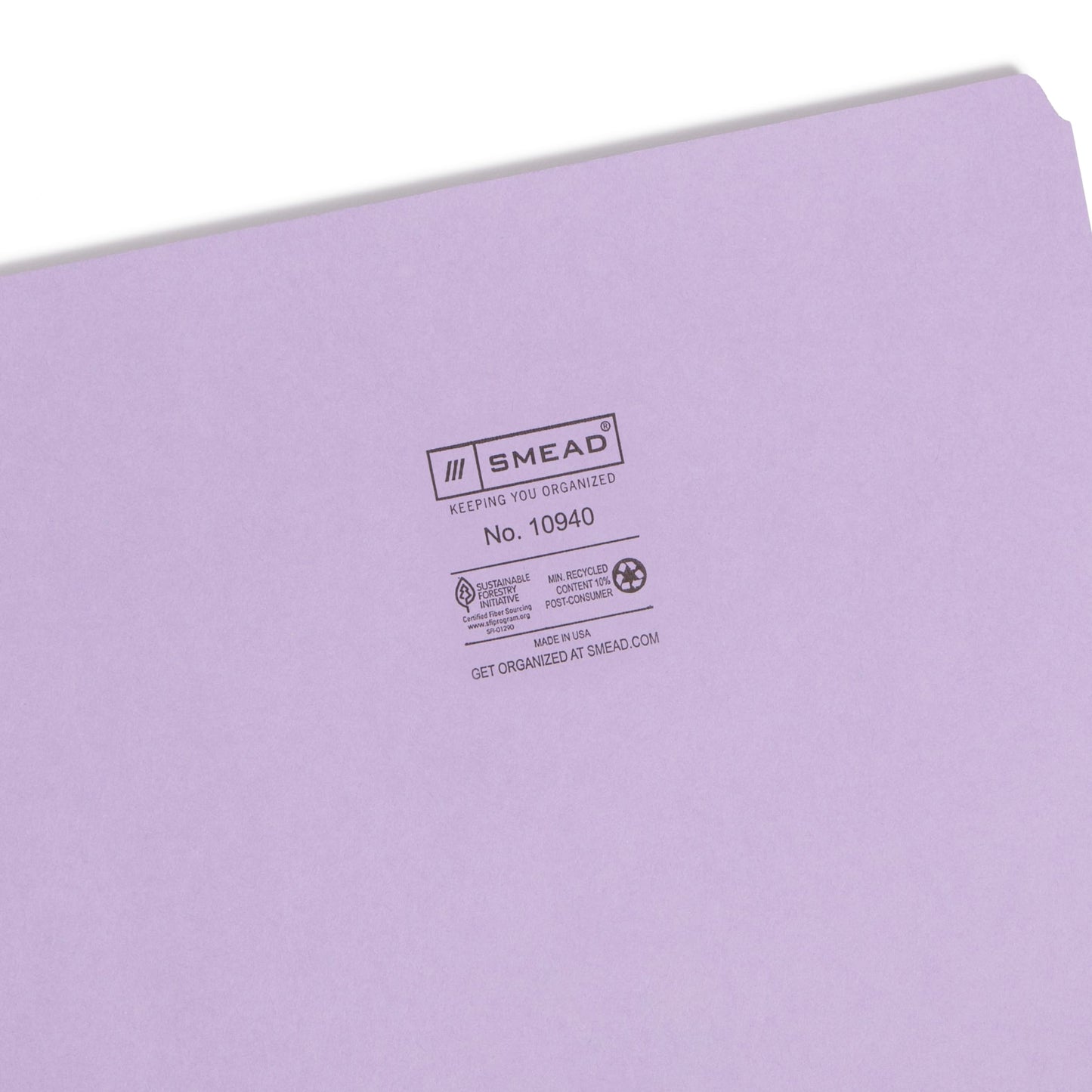 Standard File Folders, Straight-Cut Tab, Lavender Color, Letter Size, Set of 100, 086486109406