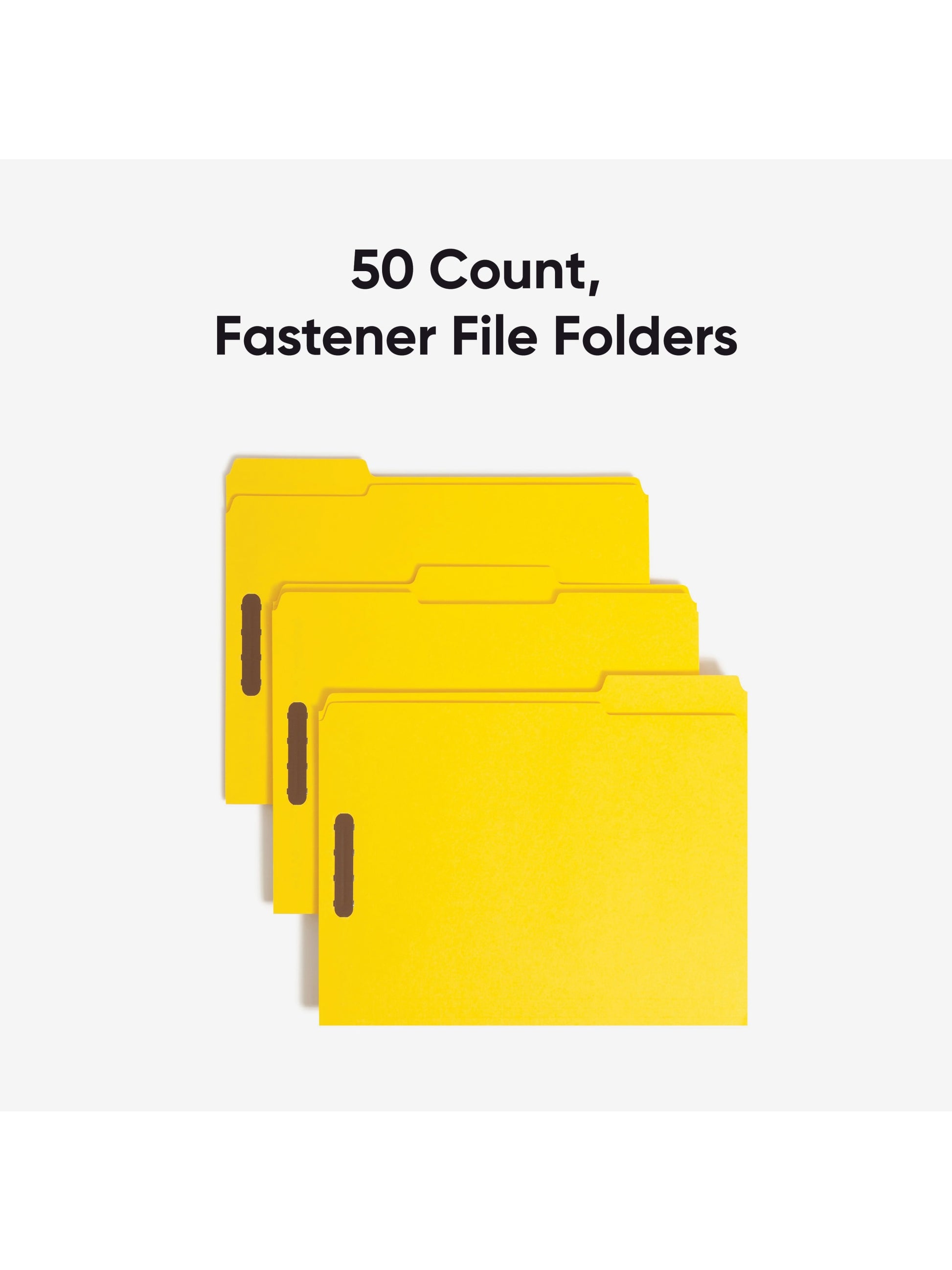Reinforced Tab Fastener File Folders, 1/3-Cut Tab, 2 FastenersReinforced Tab Fastener File Folders, 1/3 Cut, Yellow, Letter, Yellow, Letter Size, Set of 50, 086486129404