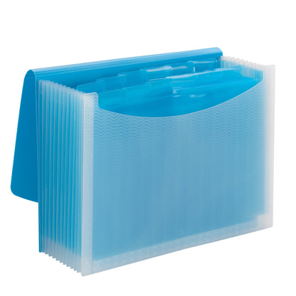 Poly Expanding Files with Flap, 12 Pockets, Wave Pattern, Teal Color, Letter Size, Set of 1, 086486708692