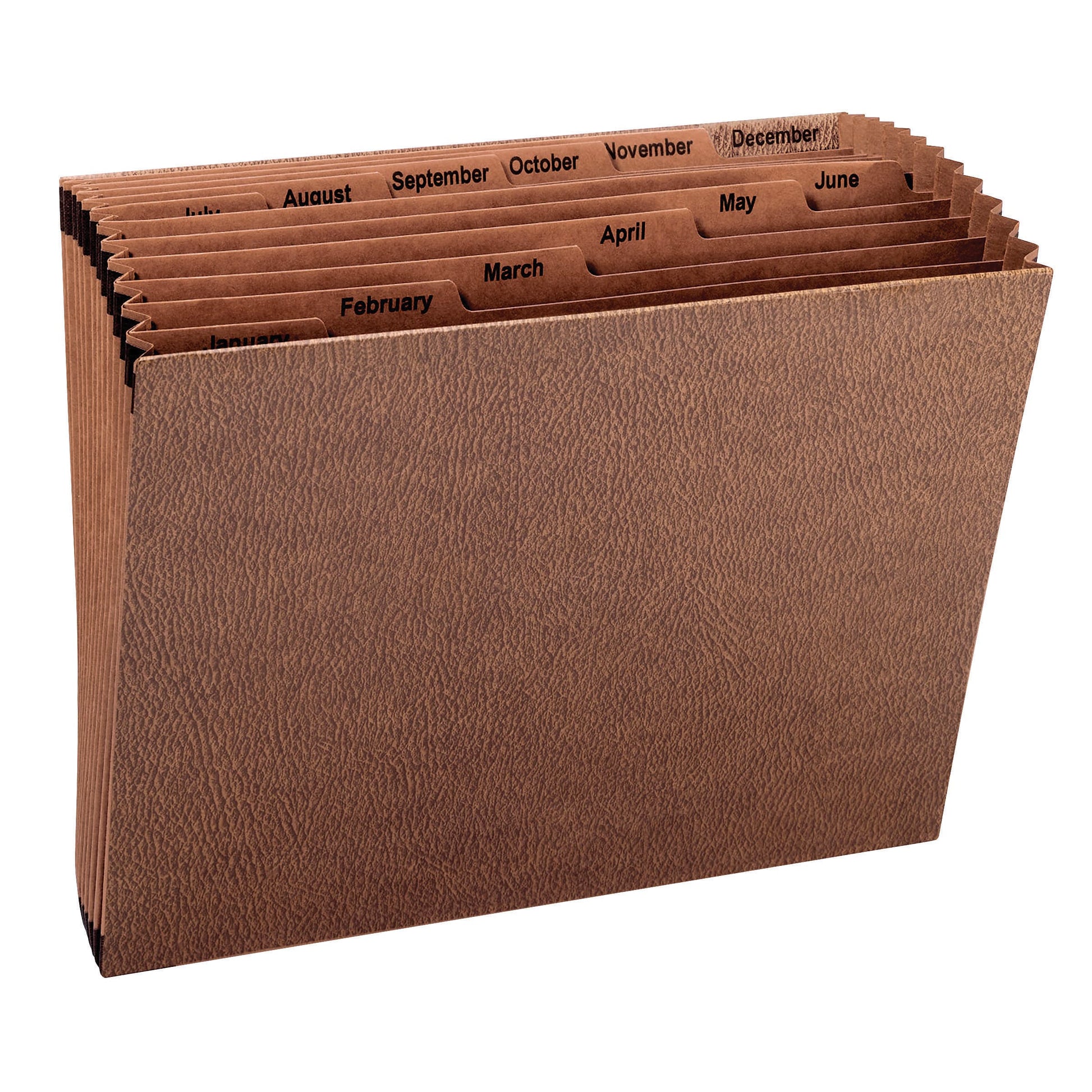 TUFF® Expanding Files, 12 Pockets, Monthly Jan-Dec, Brown Color, Letter Size, Set of 1, 086486704885