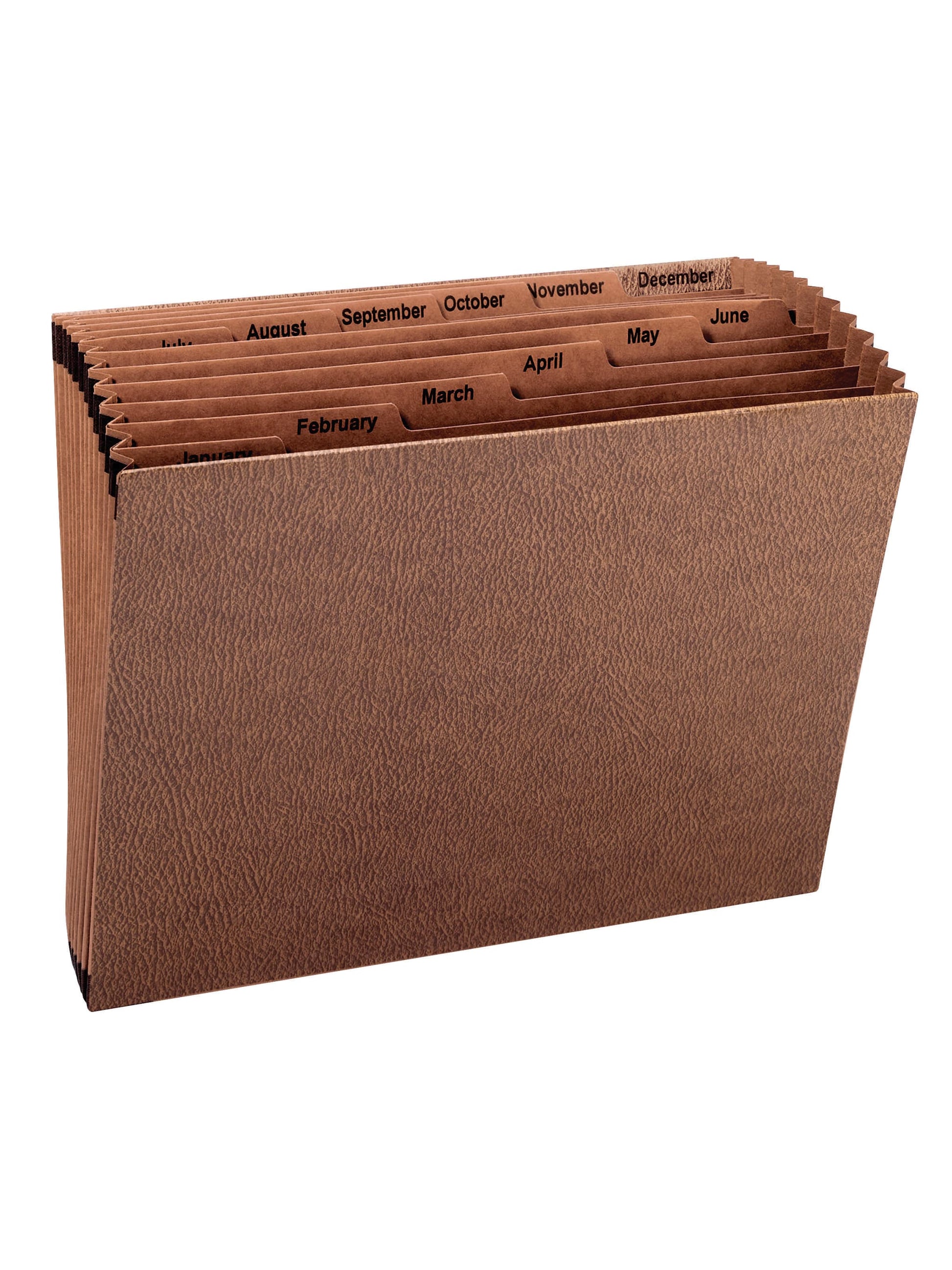 TUFF® Expanding Files, 12 Pockets, Monthly Jan-Dec, Brown Color, Letter Size, Set of 1, 086486704885