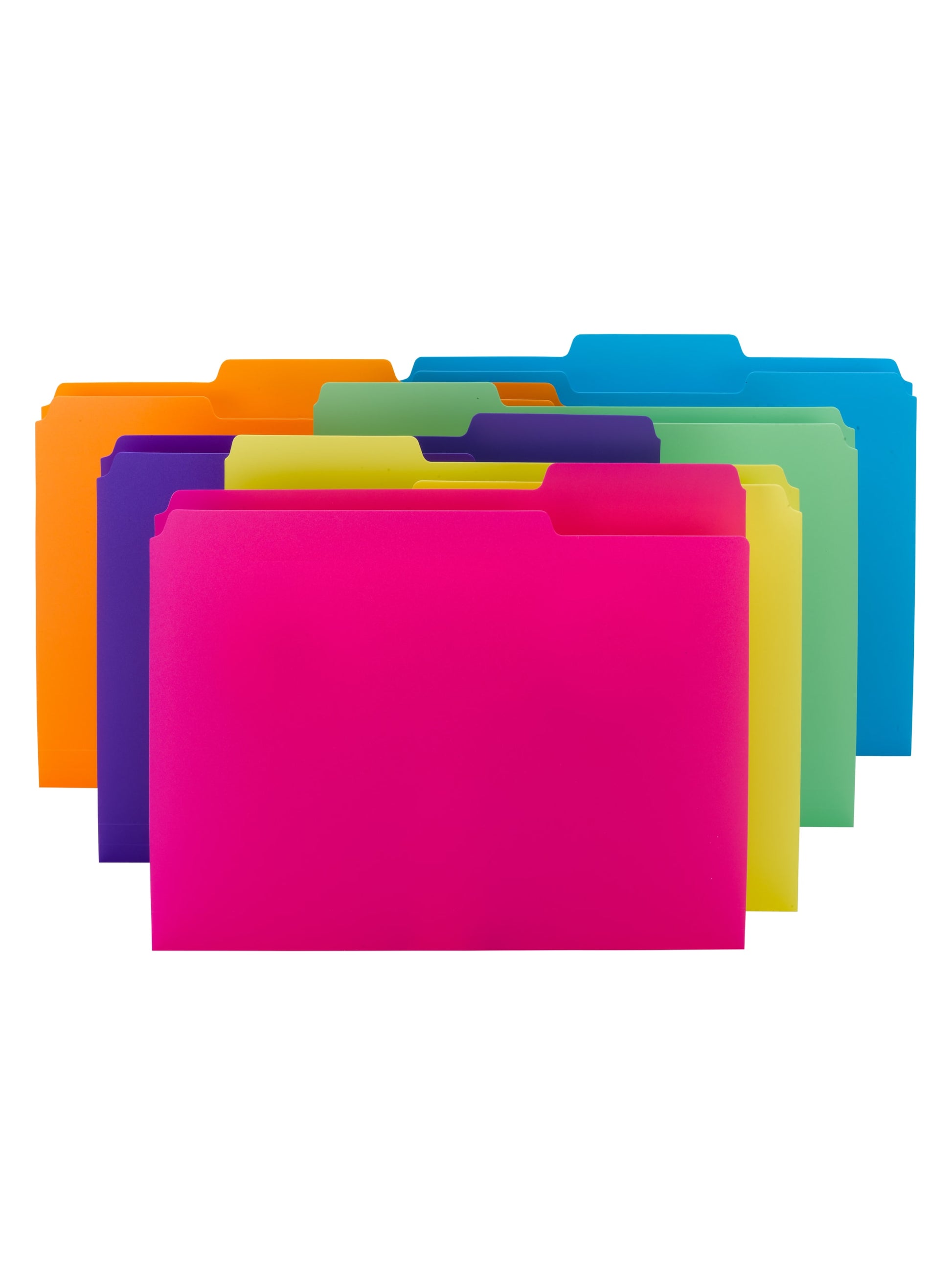 Poly File Folders, 1/3-Cut Tab, Assorted Colors Color, Letter Size, Set of 12, 086486105064