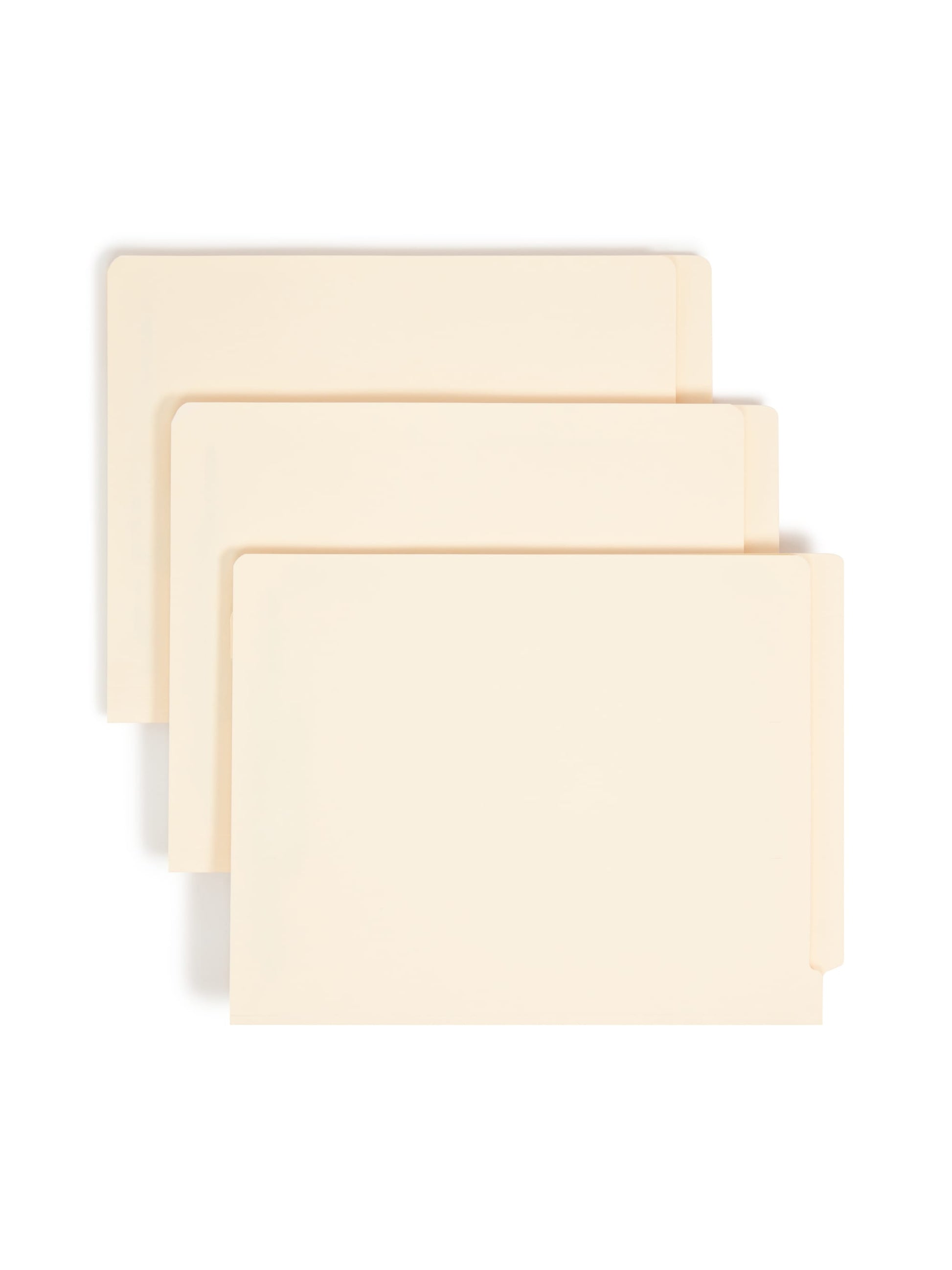 Shelf-Master® Reinforced End Tab Fastener File Folders, Straight-Cut Tab, 1 Divider, Manila Color, Letter Size, Set of 50, 086486342209