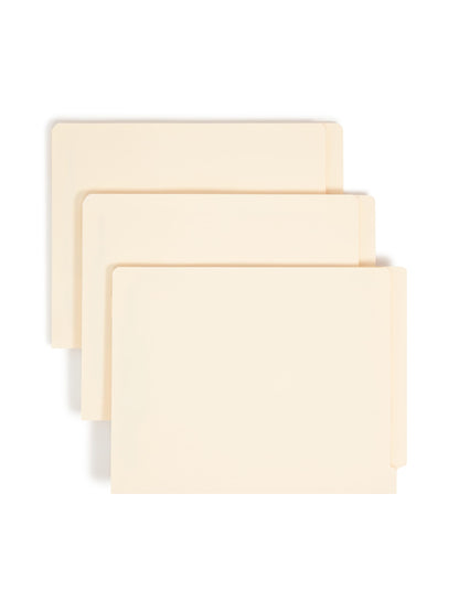 Shelf-Master® Reinforced End Tab Fastener File Folders, Straight-Cut Tab, 1 Divider, Manila Color, Letter Size, Set of 50, 086486342209