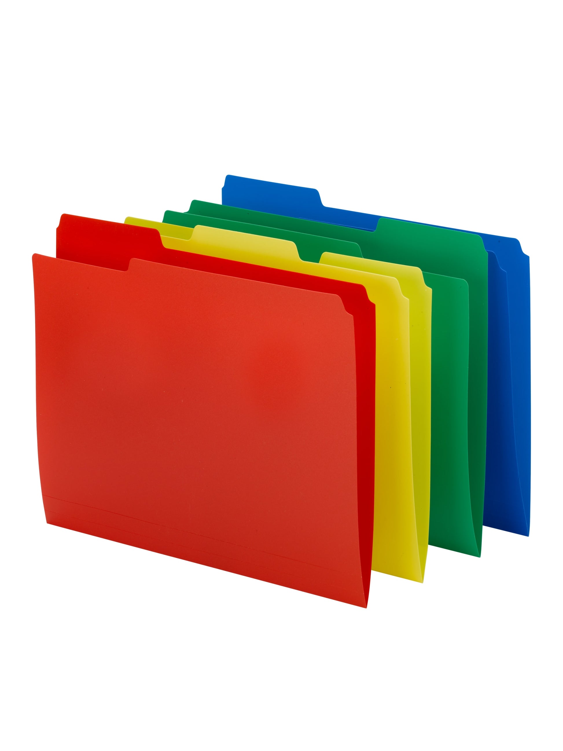 Poly File Folders, 1/3-Cut Tab, Assorted Colors Color, Letter Size, Set of 12, 086486105057