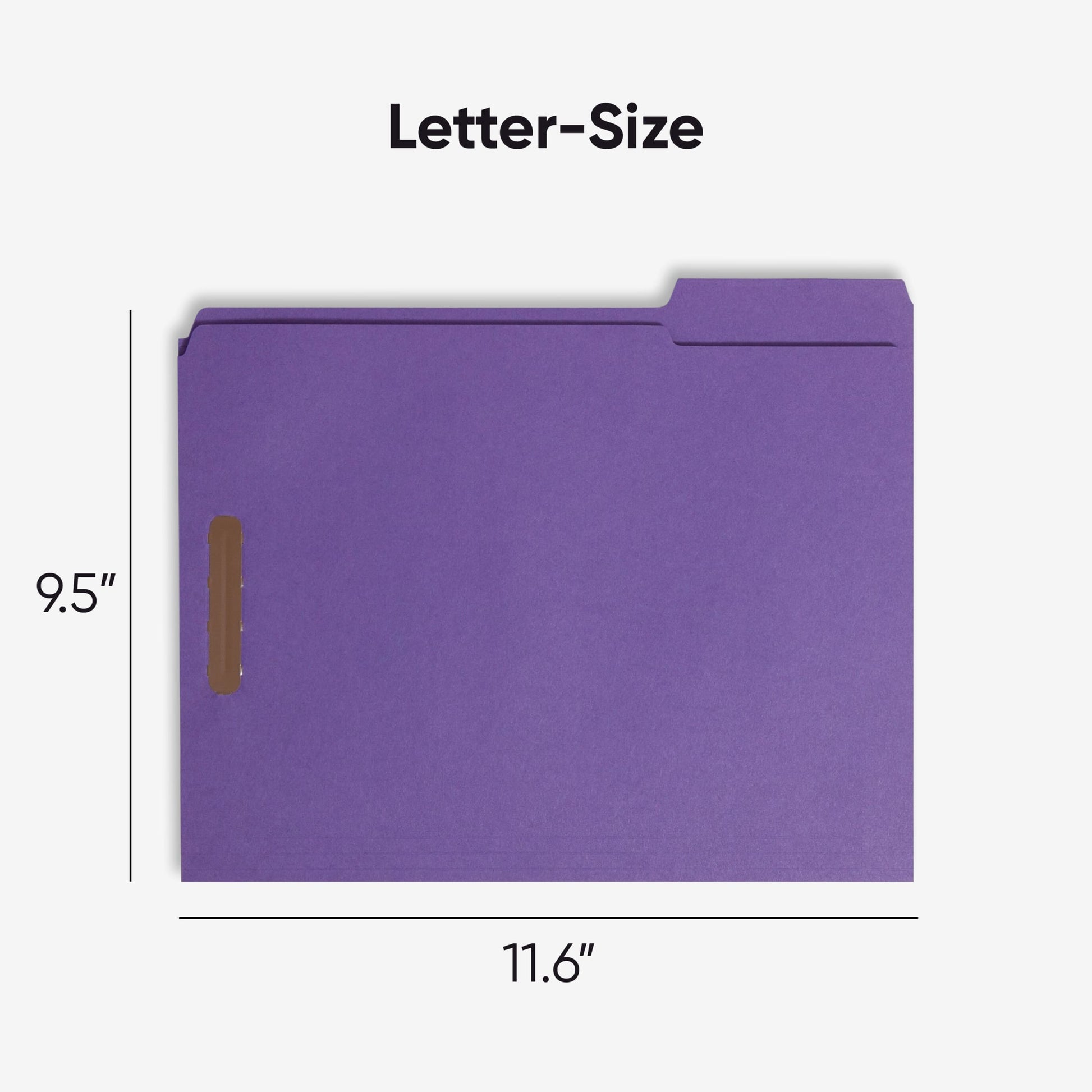Reinforced Tab Fastener File Folders, 1/3-Cut Tab, 2 Fasteners, Purple Color, Letter Size, Set of 50, 086486130400
