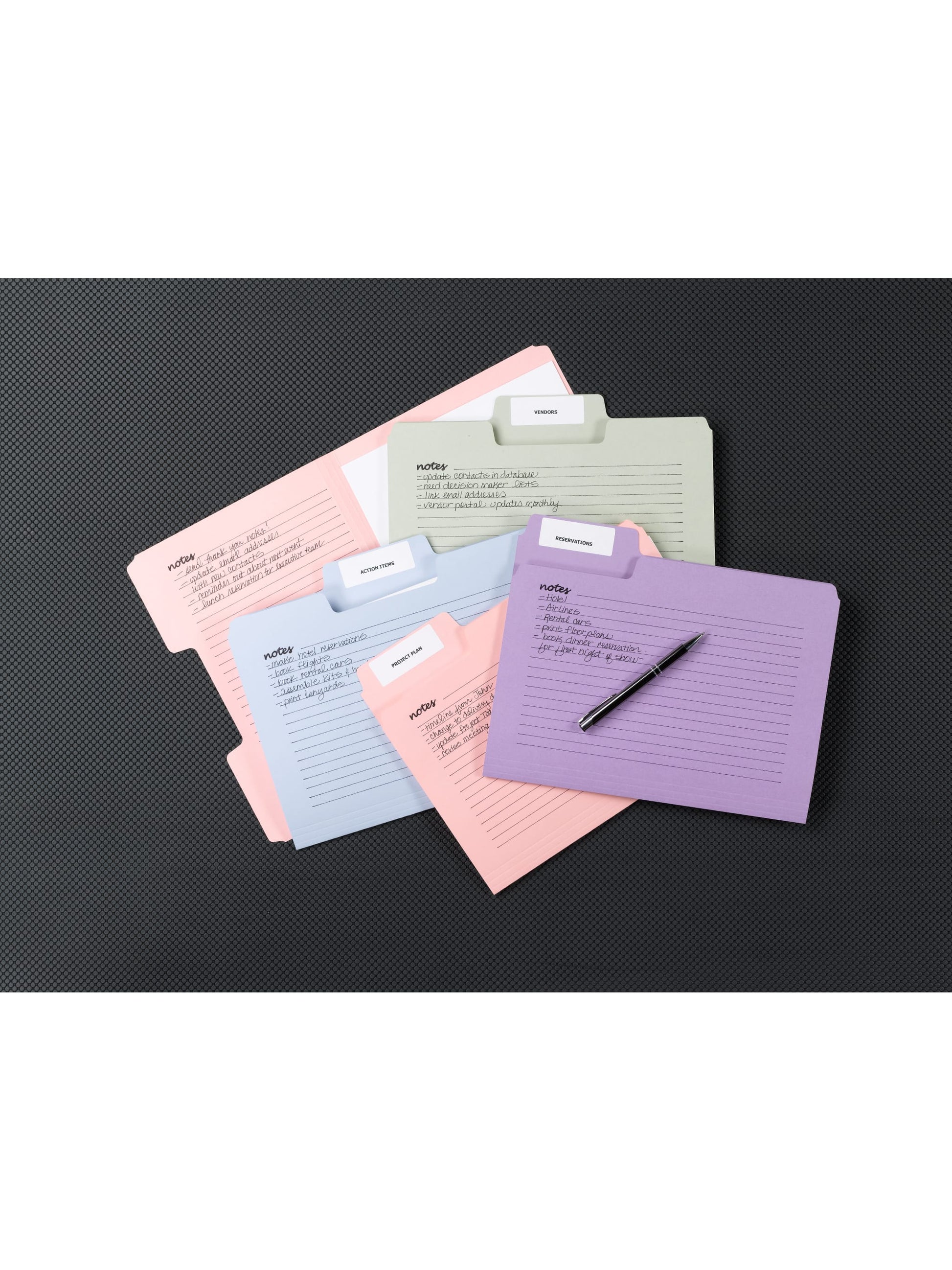 SuperTab® Notes File Folders, 1/3 Cut Tab, Assorted Colors Color, Letter Size, Set of 1, 086486116510