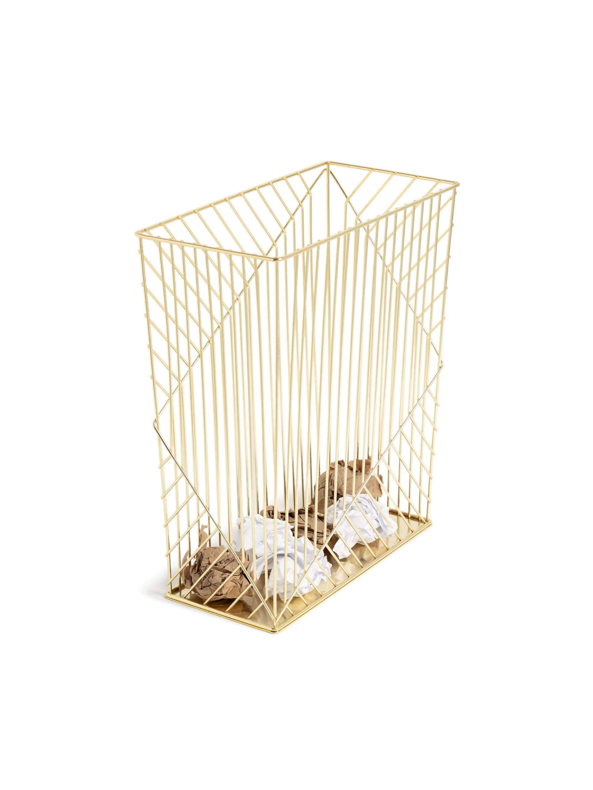 Vena Waste Basket, Vena, Gold, Gold, Set of 1, 843463132327