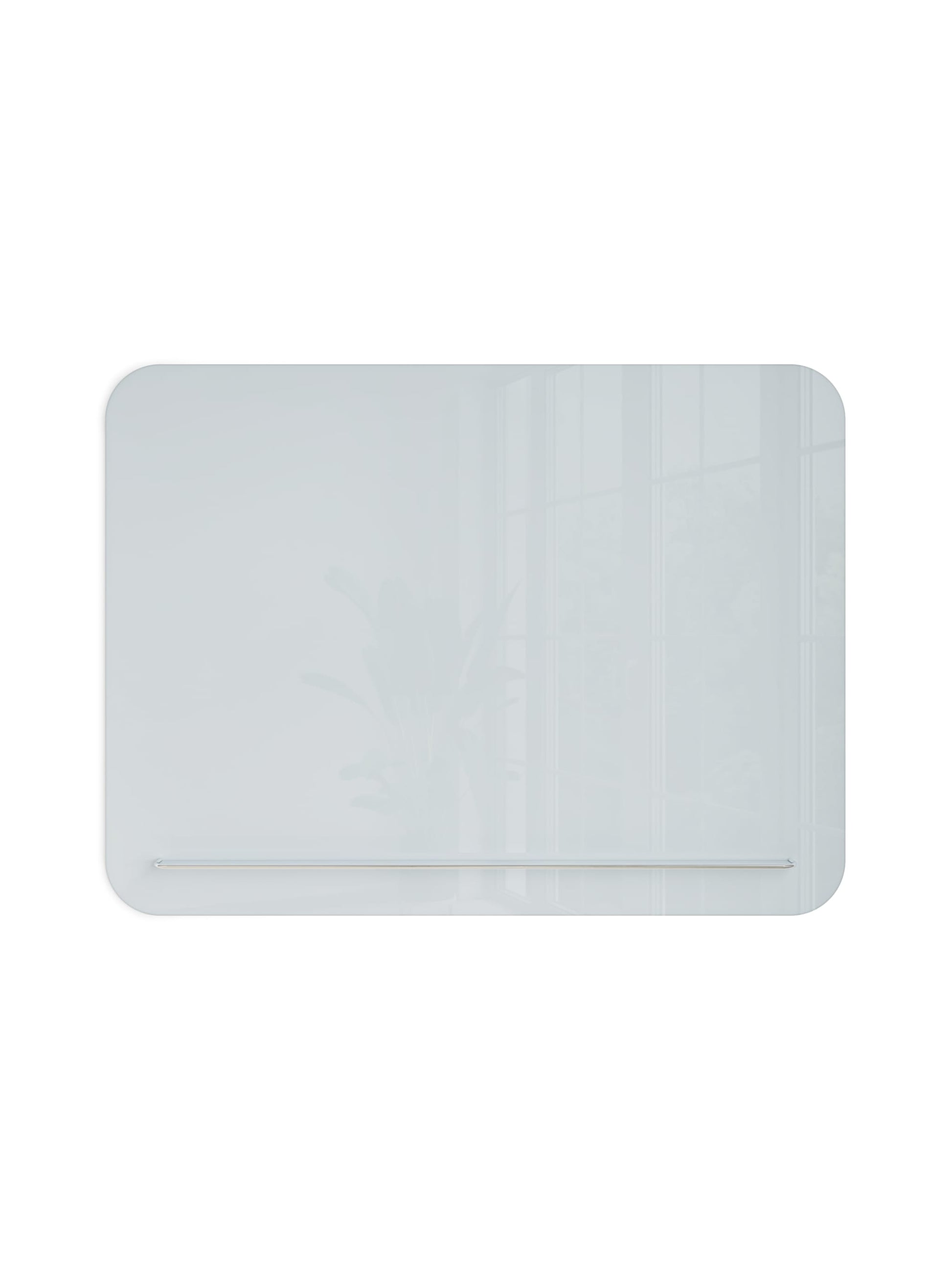 Rounded Edge Glass Board with Floating Tray, White, 47" x 35", 4 x 3, White, 47" X 35" Size, Set of 1, 843463148496