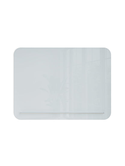 Rounded Edge Glass Board with Floating Tray, White, 47" x 35", 4 x 3, White, 47" X 35" Size, Set of 1, 843463148496