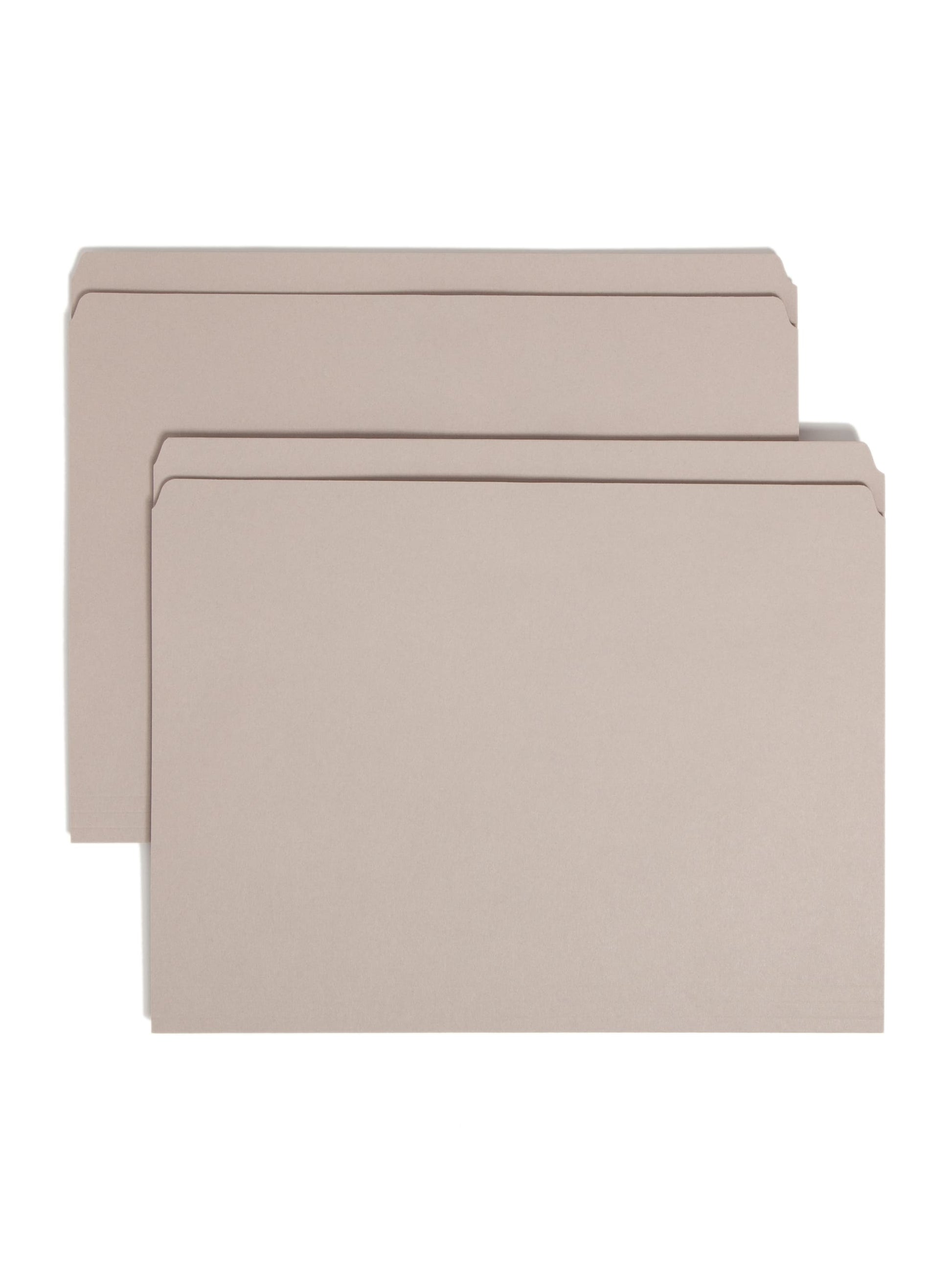 Reinforced Tab File Folders, Straight-Cut Tab, Gray Color, Letter Size, Set of 100, 086486123105