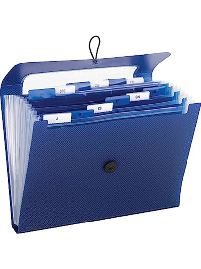 All-in-One Poly Organizer, 12 Pockets, Flap and Cord Closure, Blue Color, Letter Size, Set of 1, 0086486709071