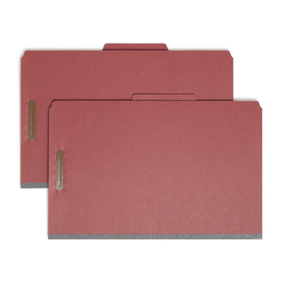 Pressboard Classification File Folders, 2 Dividers, 2 inch Expansion, Red Color, Legal Size, Set of 10, 30086486190238