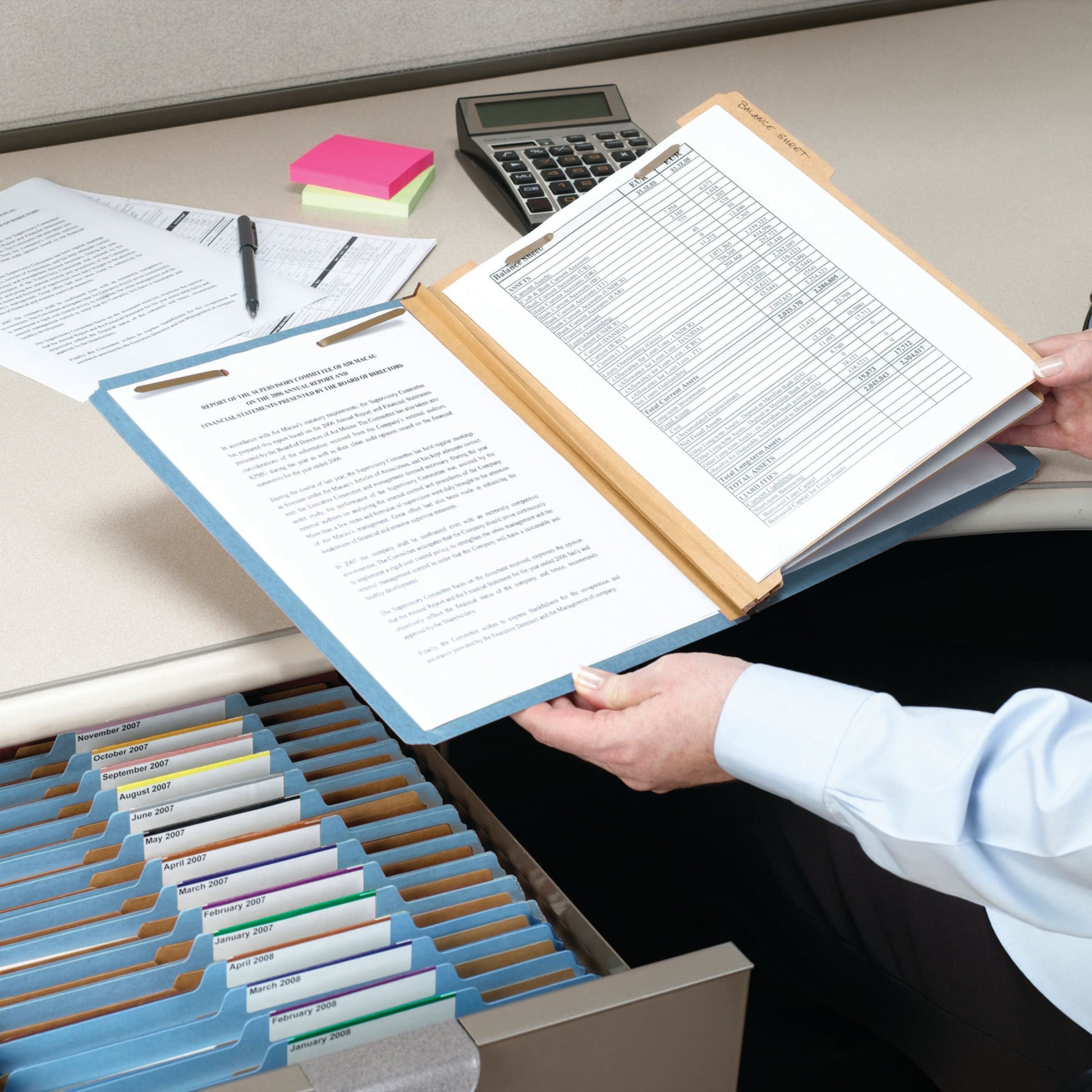 Pressboard Classification File Folders, 2 Dividers, 2 inch Expansion, Blue Color, Legal Size, Set of 5, 086486190480