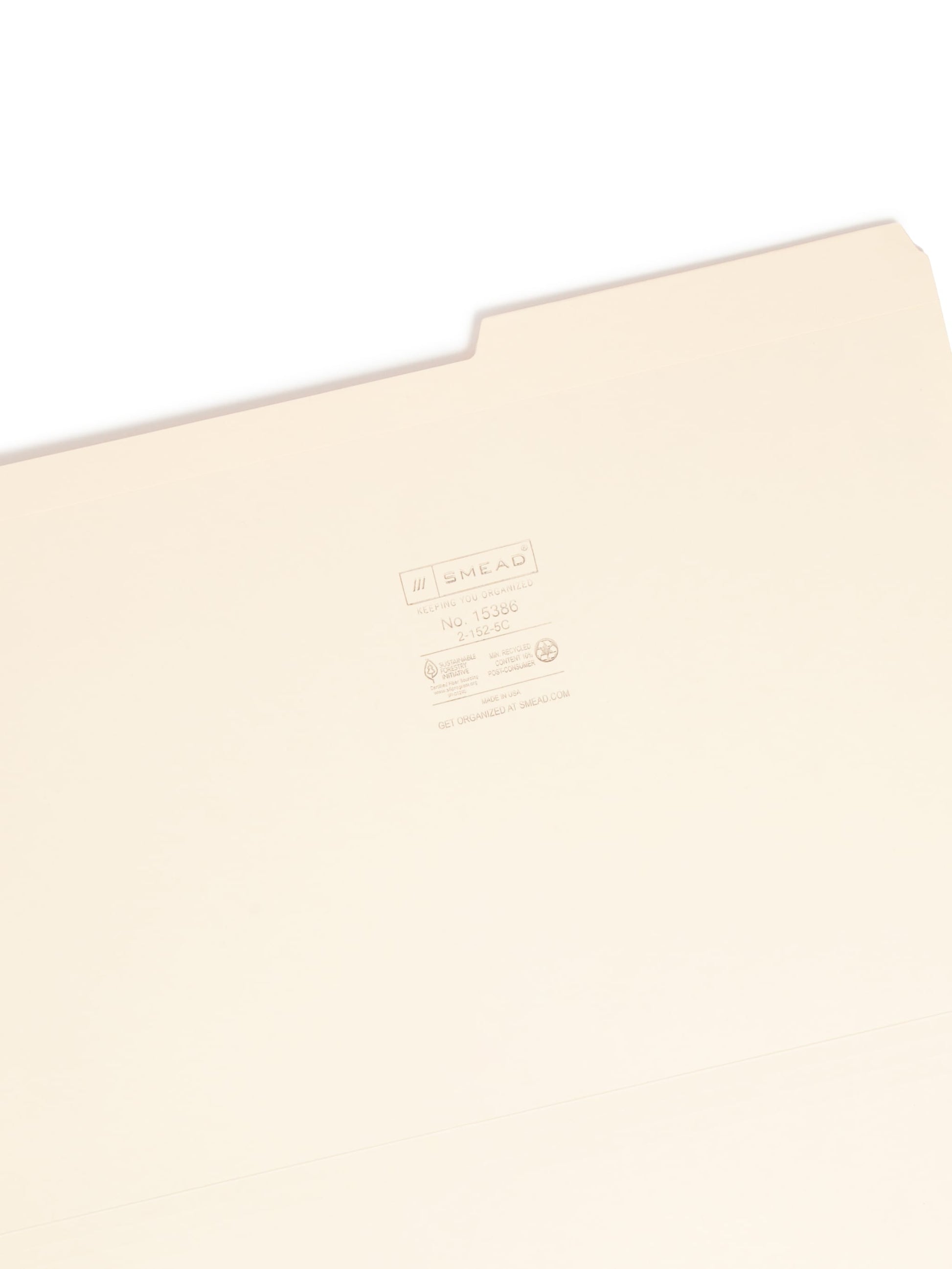 Reinforced Tab File Folders, 2/5-Cut  Right Tab, Manila Color, Legal Size, Set of 100, 086486153867
