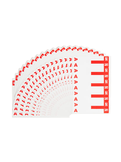 AlphaZ® NCC Color-Coded Name Labels - Sheets, Red Color, 3-5/8" X 1-5/32" Size, Set of 100, 086486671521