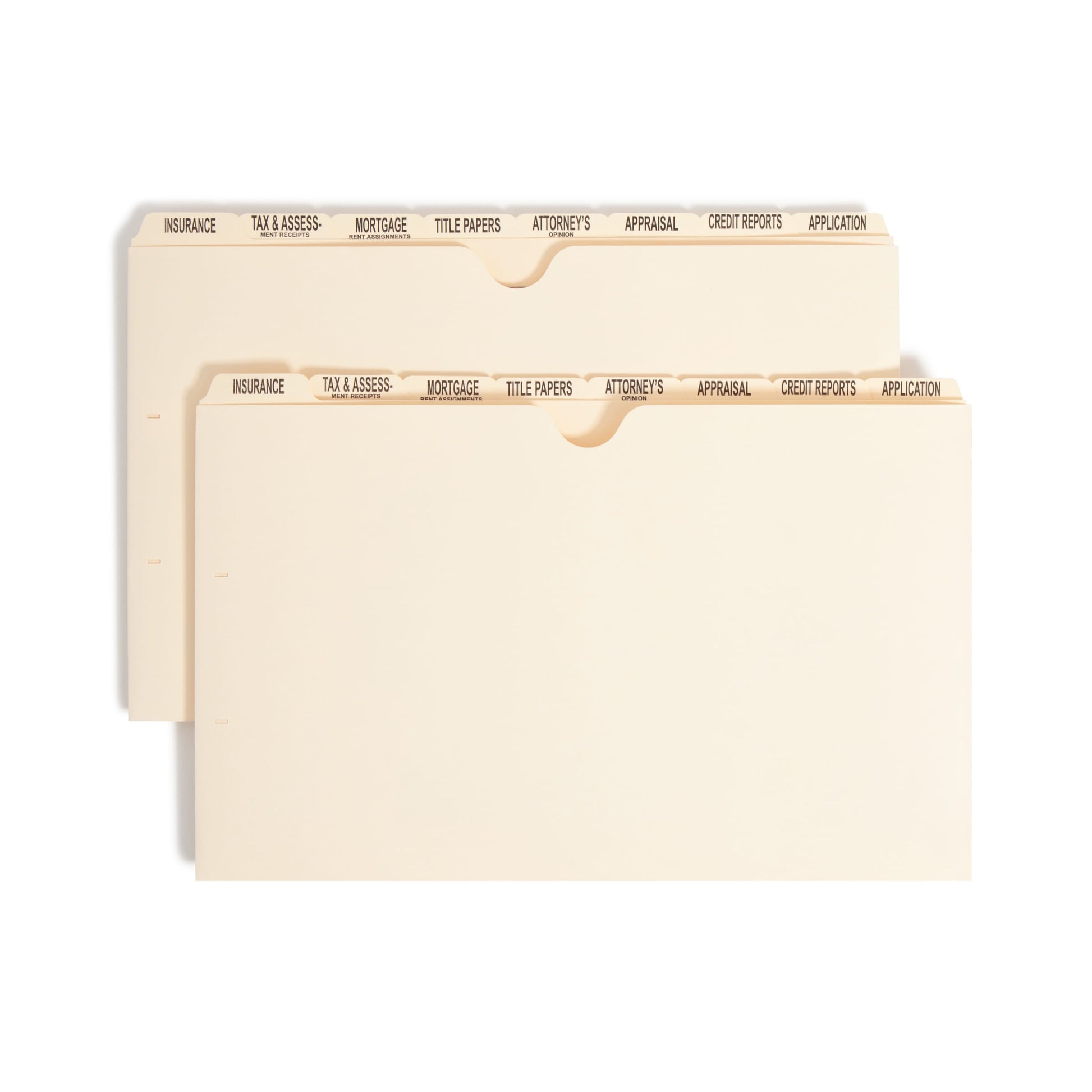 Pressboard Mortgage File Folder Dividers, Manila Color, Legal Size, Set of 8, 30086486782785