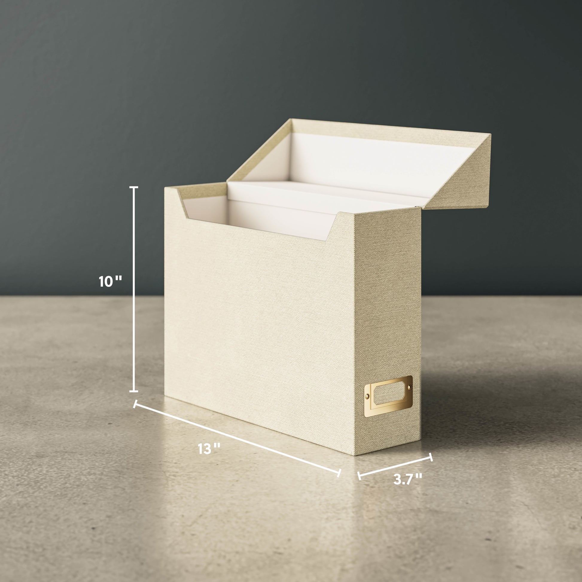 Flip Top Box, Beige Color, 13" X 9.4" X 3.7" Size, Set of 1, 086486702324