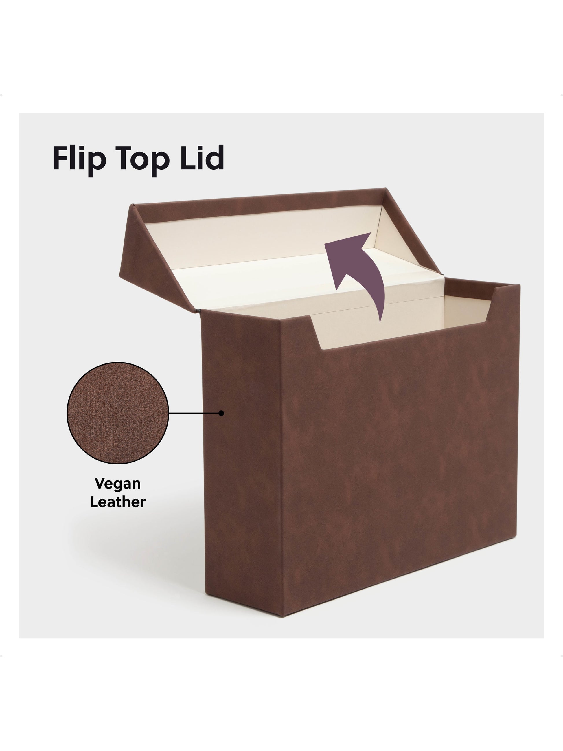 Flip Top Box, Saddle Color, 13" X 9.4" X 3.7" Size, Set of 1, 086486702348