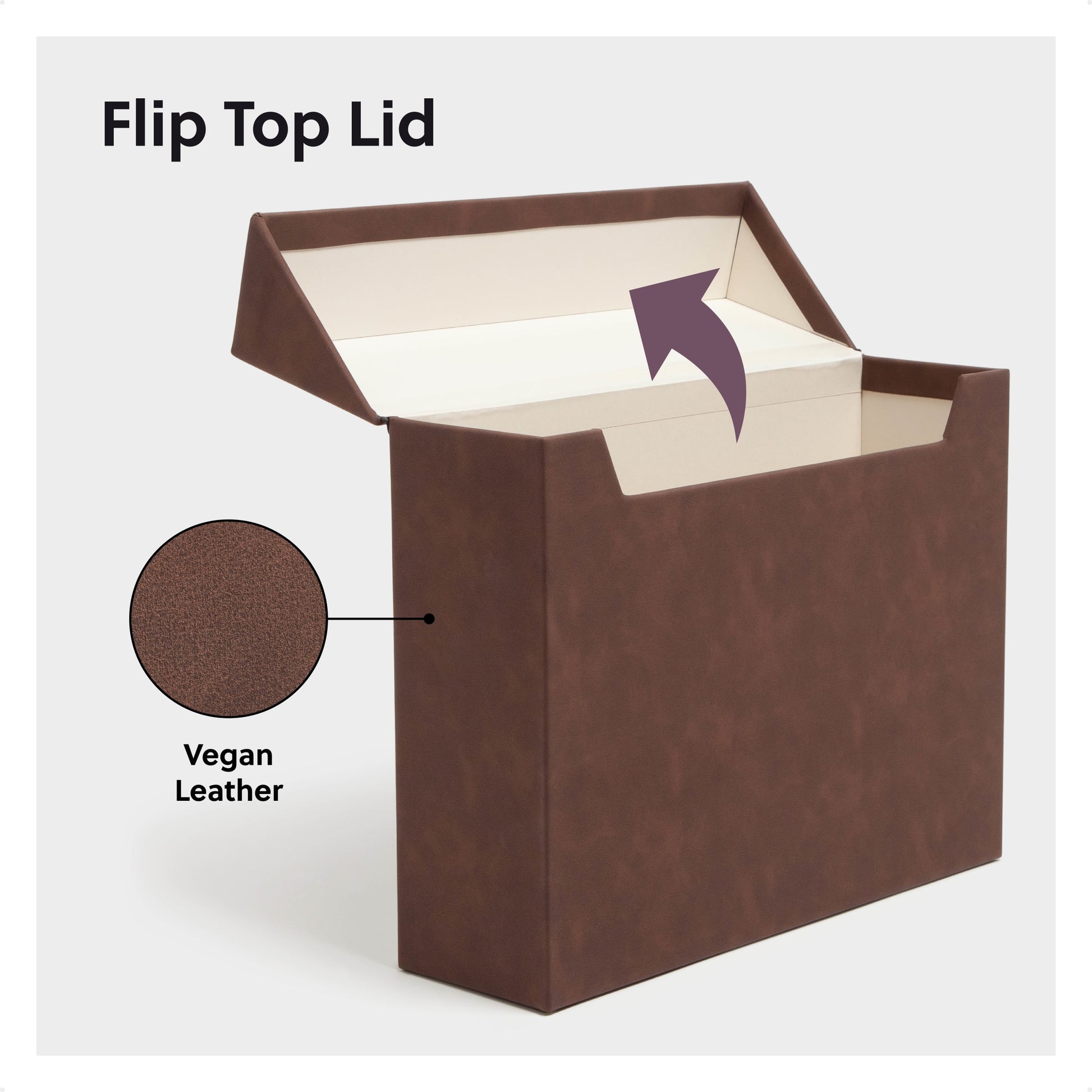 Flip Top Box, Saddle Color, 13" X 9.4" X 3.7" Size, Set of 1, 086486702348